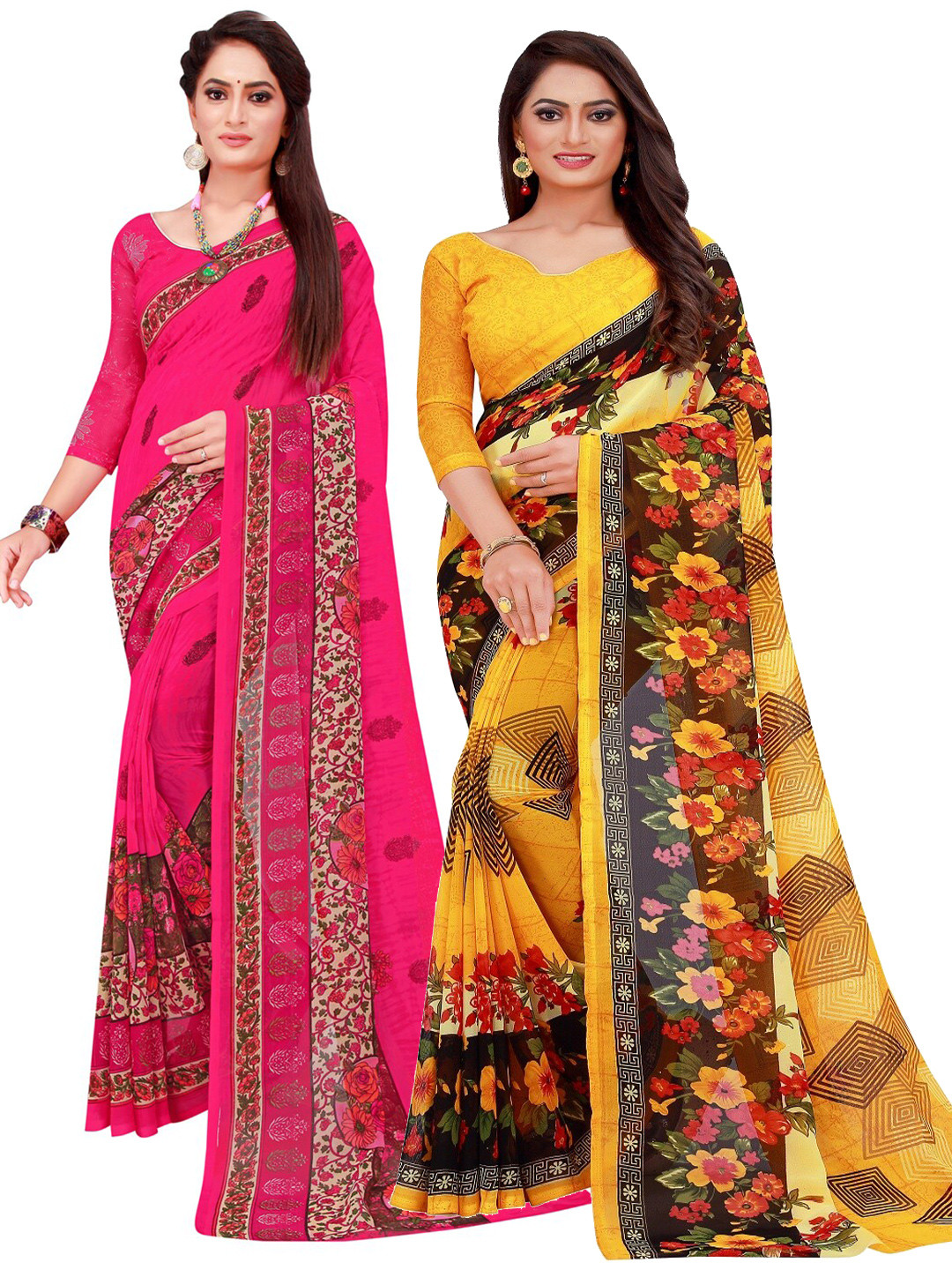 KALINI Pack of 2 Printed Pure Georgette Sarees, Yellow
KALINI Pack of 2 Printed Pure Georgette Sarees, Yellow