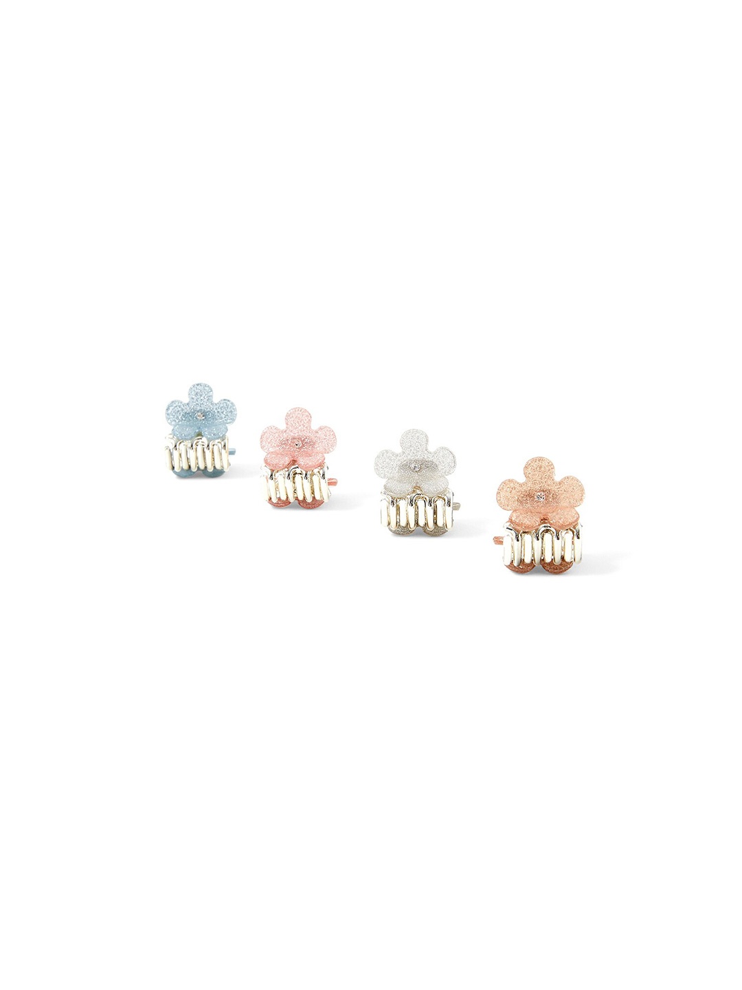 Accessorize Women Set of 5 Flower Trapped Glitter Hair Claw Clip, Multi