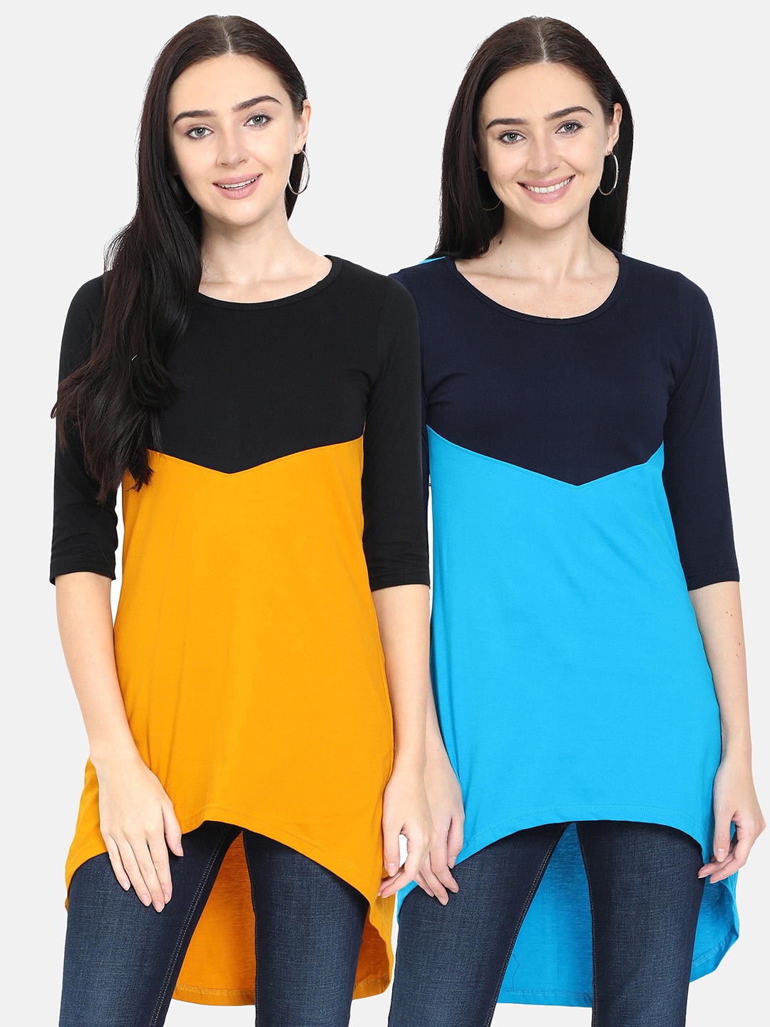 Fleximaa Women Mustard Yellow & Turquoise Blue Set Of 2 Colourblocked Pure Cotton Top
Fleximaa Women Mustard Yellow & Turquoise Blue Set Of 2 Colourblocked Pure Cotton Top