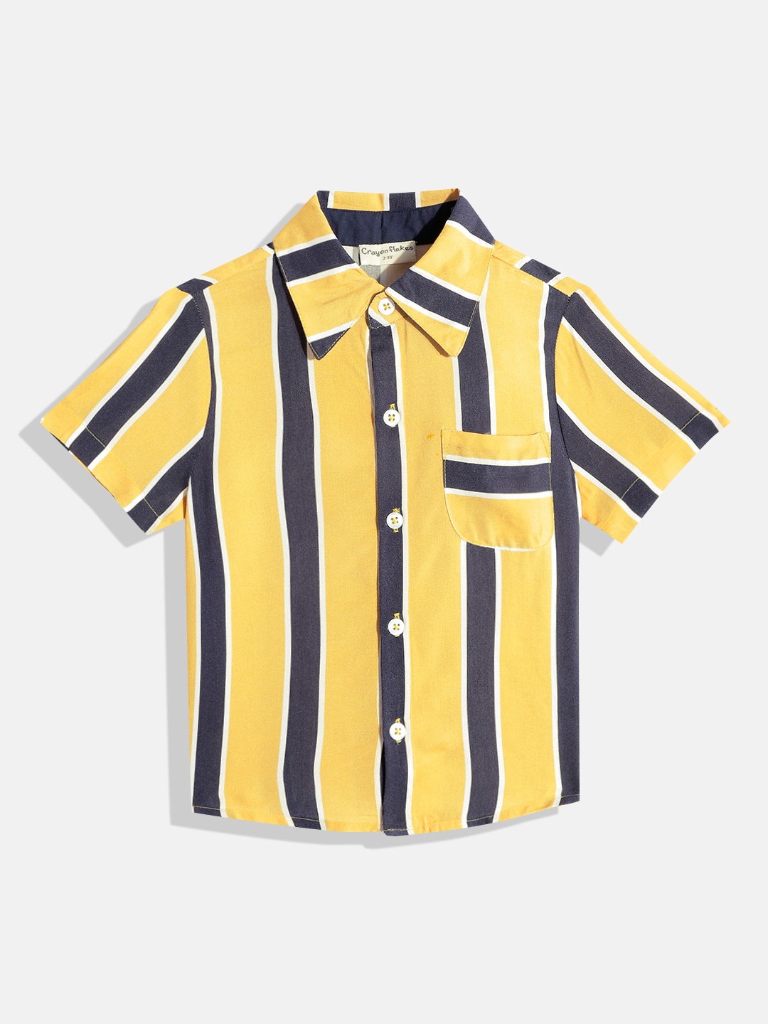 CrayonFlakes Boys Yellow Smart Striped Casual Shirt