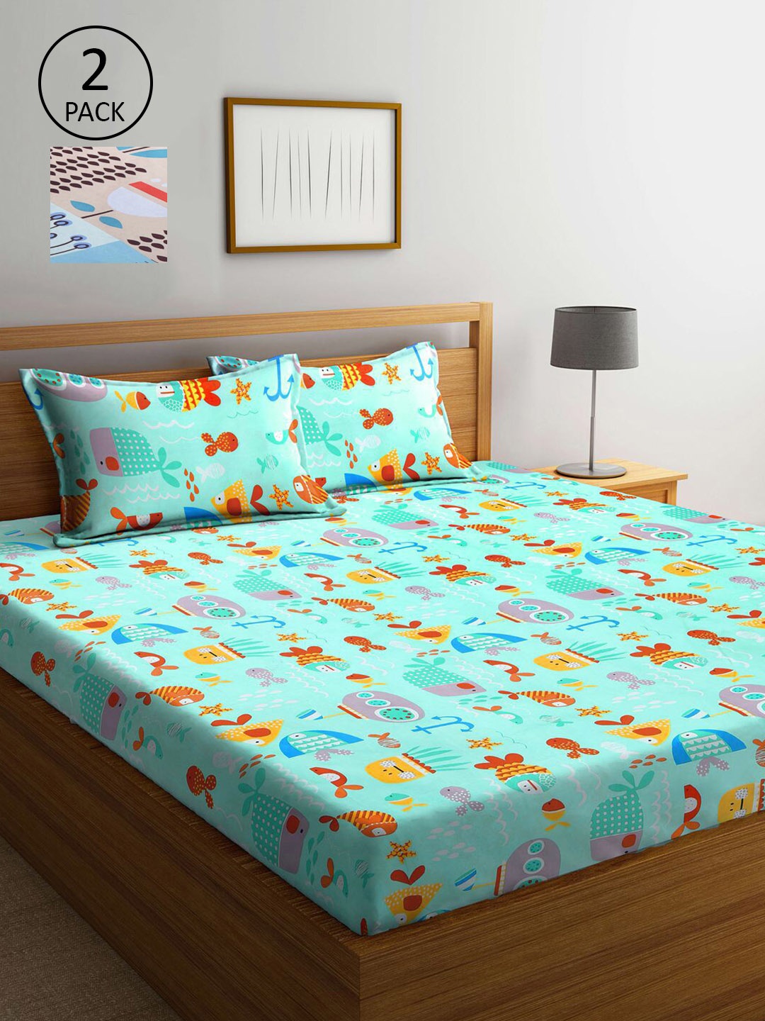 KLOTTHE Sea Green & Brown Cartoon Characters 210 TC 2 King Bedsheets with 4 Pillow Covers
KLOTTHE Sea Green & Brown Cartoon Characters 210 TC 2 King Bedsheets with 4 Pillow Covers