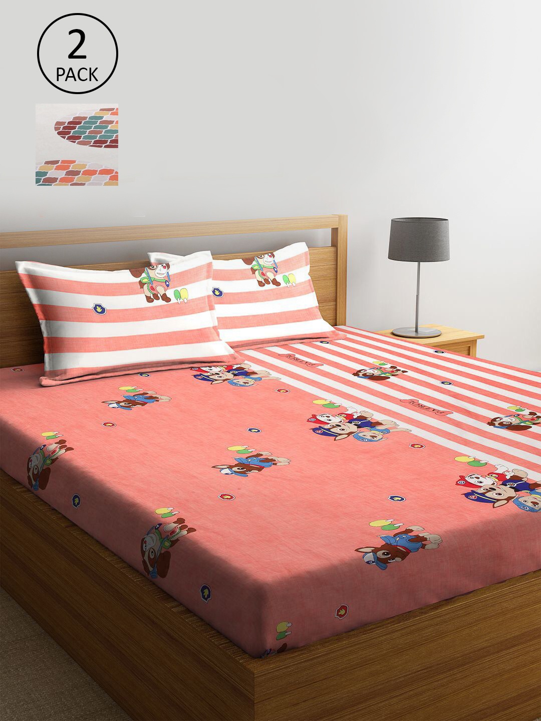 KLOTTHE Multicoloured 210 TC Printed Set of 2 King Cotton Bedsheet with 4 Pillow Covers, Multi
KLOTTHE Multicoloured 210 TC Printed Set of 2 King Cotton Bedsheet with 4 Pillow Covers, Multi