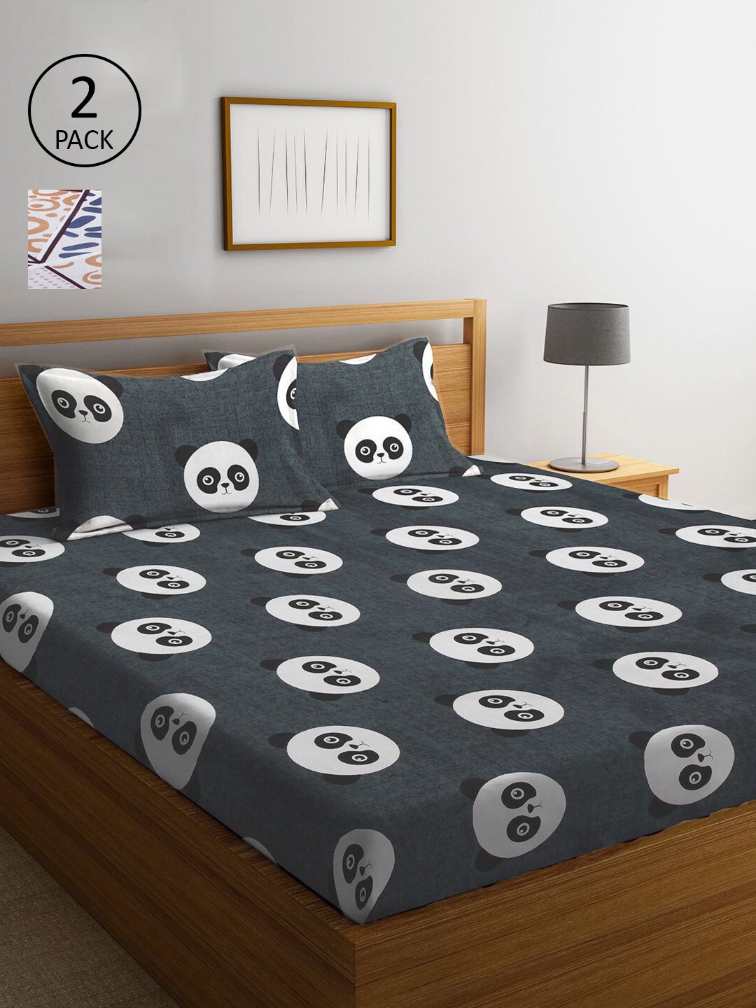 KLOTTHE Set Of 2 Charcoal & White Printed 210 TC 2 King Bedsheet with 4 Pillow Covers
KLOTTHE Set Of 2 Charcoal & White Printed 210 TC 2 King Bedsheet with 4 Pillow Covers