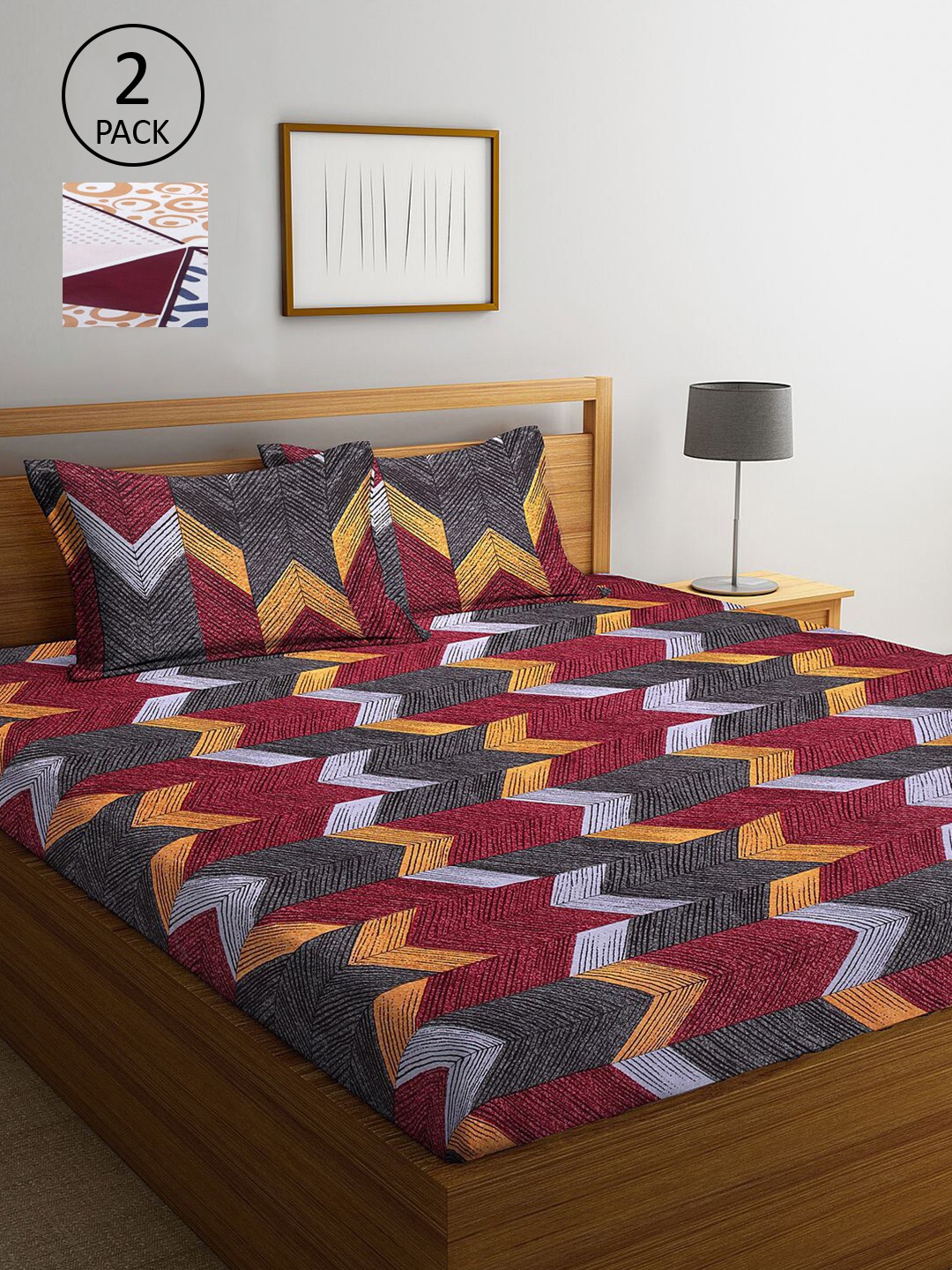 KLOTTHE Multi-Coloured Geometric Printed 210 TC 2 King Bedsheets with 4 Pillow Covers
KLOTTHE Multi-Coloured Geometric Printed 210 TC 2 King Bedsheets with 4 Pillow Covers