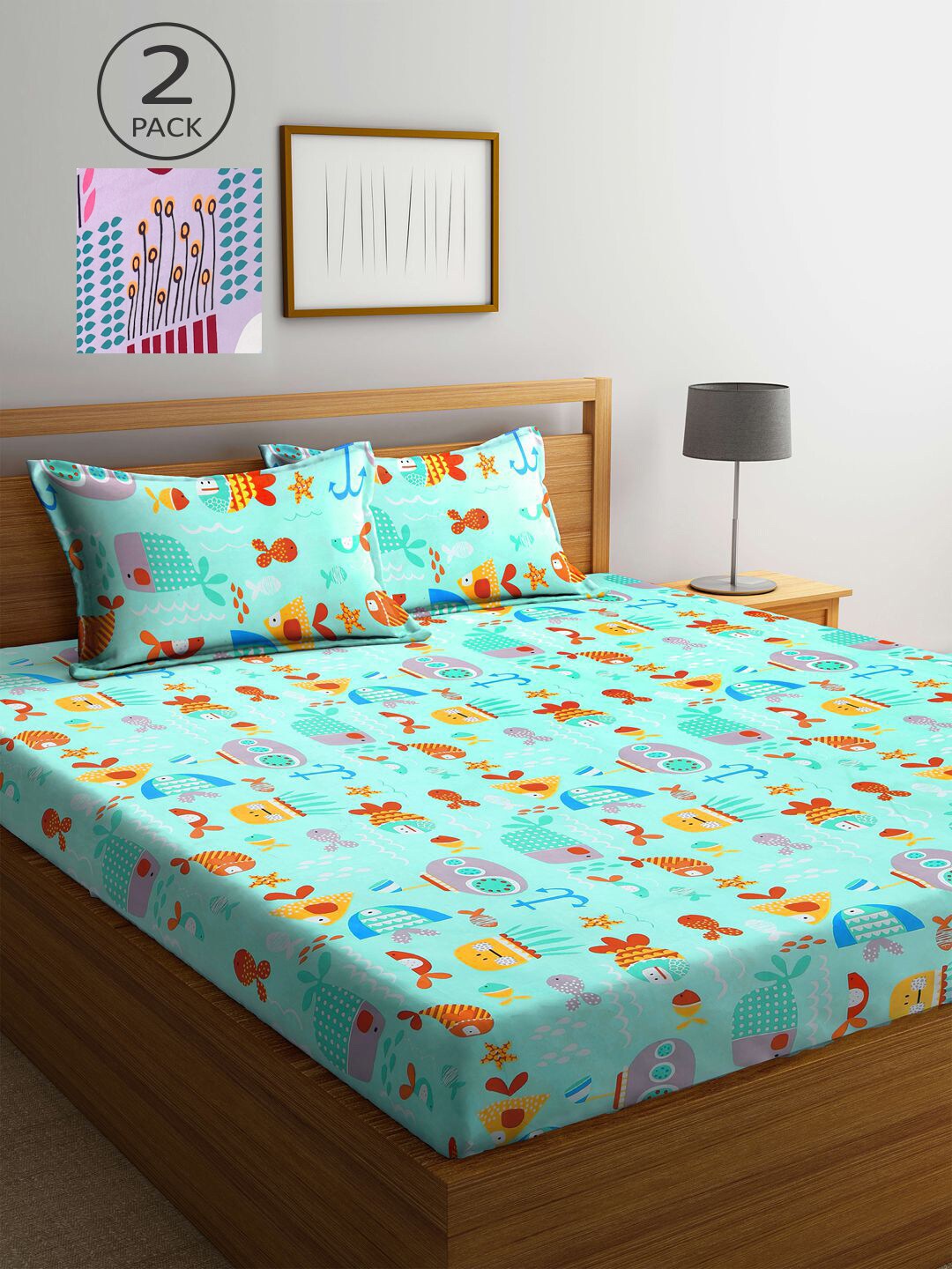 KLOTTHE Multicoloured Cartoon Characters Print 210 TC 2 King Bedsheet with 4 Pillow Covers, Multi
KLOTTHE Multicoloured Cartoon Characters Print 210 TC 2 King Bedsheet with 4 Pillow Covers, Multi