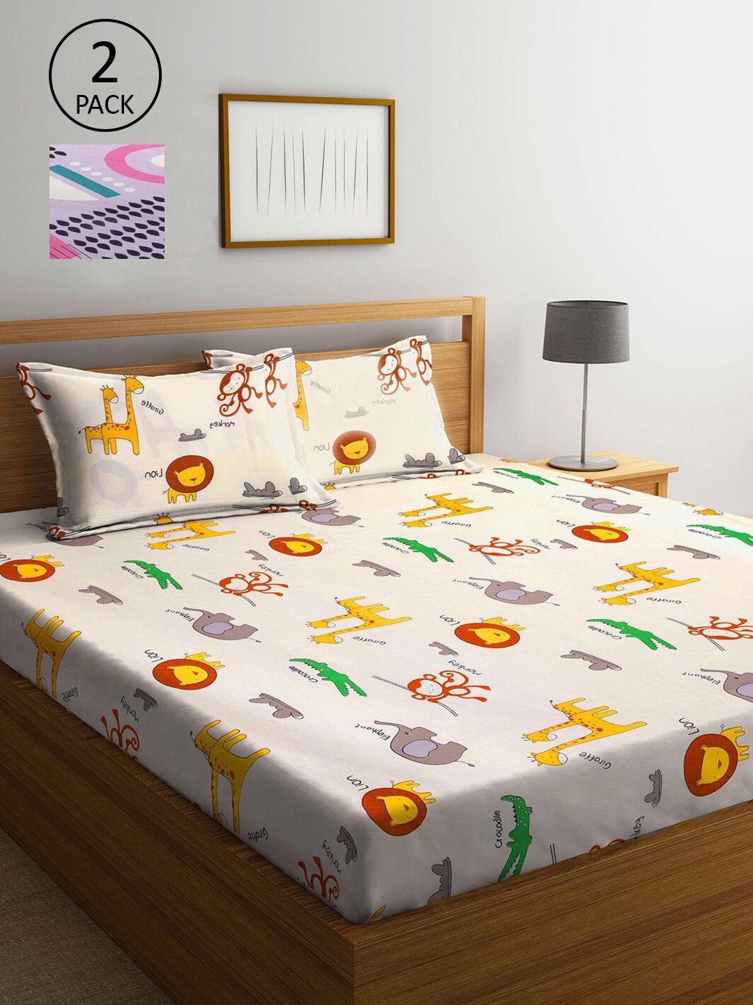 KLOTTHE Cream-Coloured & Lavender Printed 210 TC 2 King Bedsheets with 4 Pillow Covers
KLOTTHE Cream-Coloured & Lavender Printed 210 TC 2 King Bedsheets with 4 Pillow Covers