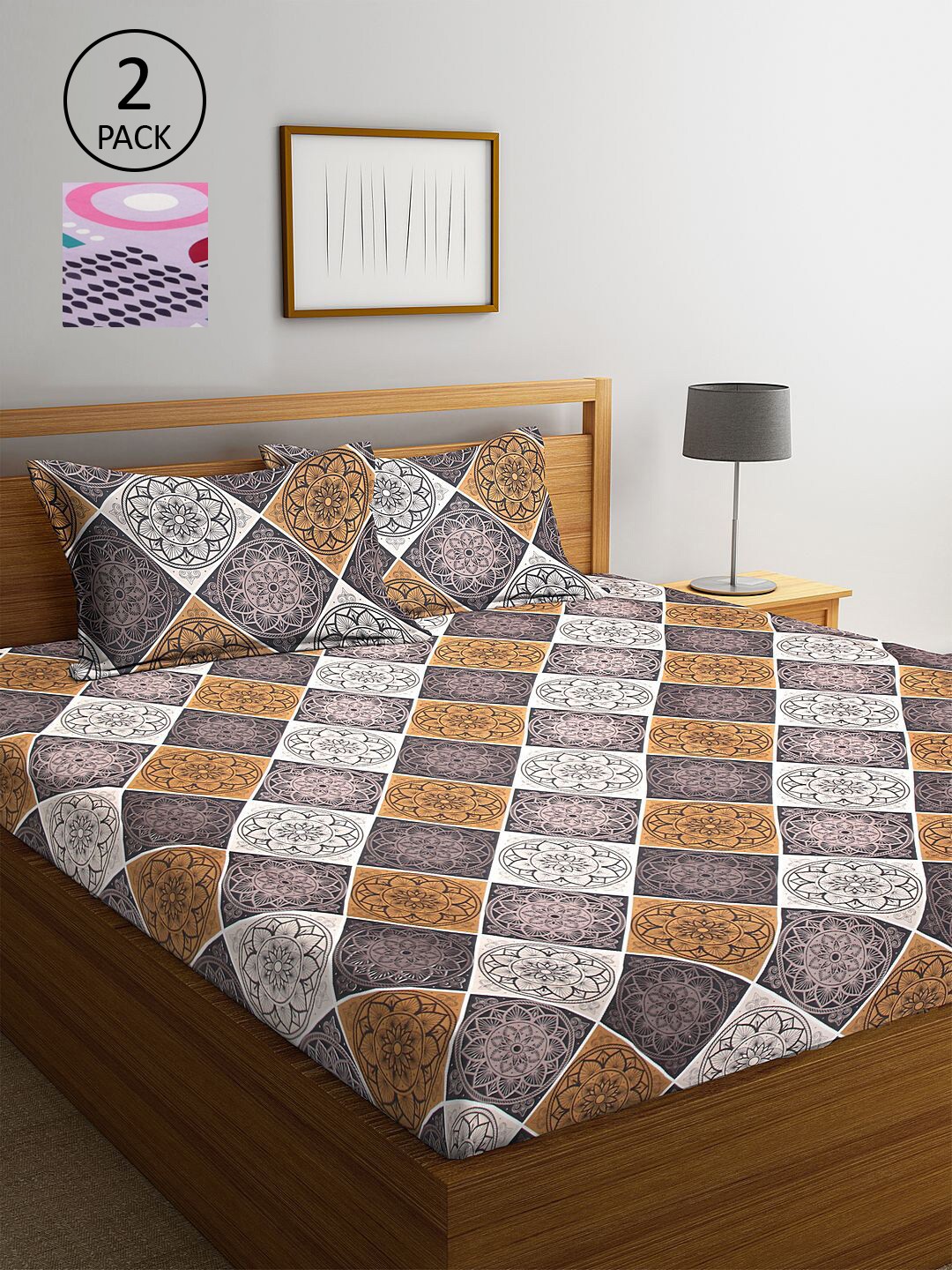 KLOTTHE Camel Brown & Lavender Geometric 210 TC 2 King Bedsheet with 4 Pillow Covers
KLOTTHE Camel Brown & Lavender Geometric 210 TC 2 King Bedsheet with 4 Pillow Covers
