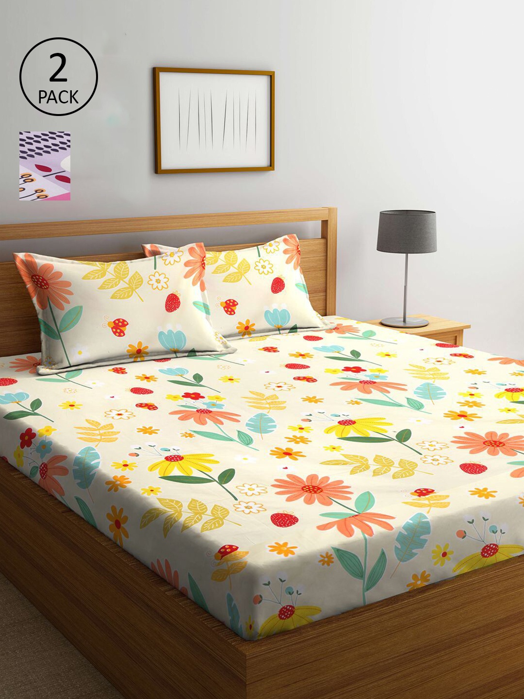 KLOTTHE Cream-Coloured & Lavender Floral 210 TC 2 King Bedsheet with 4 Pillow Covers
KLOTTHE Cream-Coloured & Lavender Floral 210 TC 2 King Bedsheet with 4 Pillow Covers