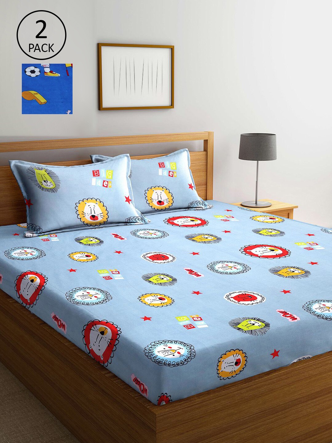 KLOTTHE Blue & Navy Blue Cartoon Characters 210 TC 2 King Bedsheet with 4 Pillow Covers
KLOTTHE Blue & Navy Blue Cartoon Characters 210 TC 2 King Bedsheet with 4 Pillow Covers
