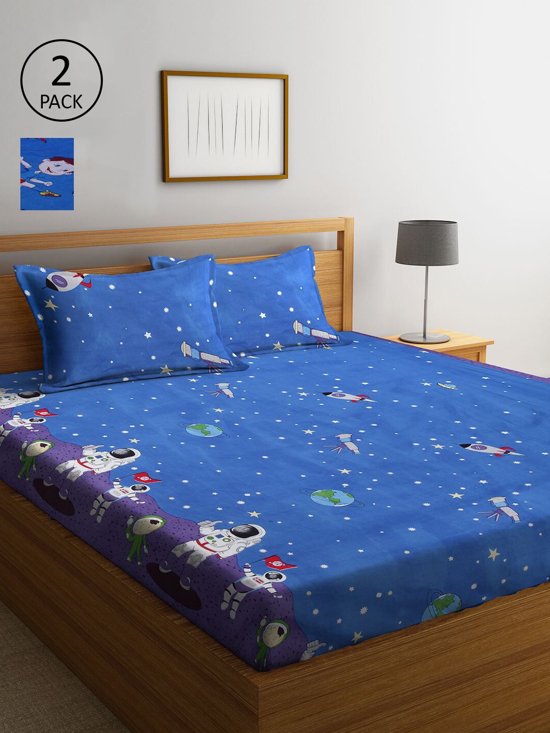 KLOTTHE Blue & Red Cartoon Characters 210 TC 2 King Bedsheets with 4 Pillow Covers
KLOTTHE Blue & Red Cartoon Characters 210 TC 2 King Bedsheets with 4 Pillow Covers