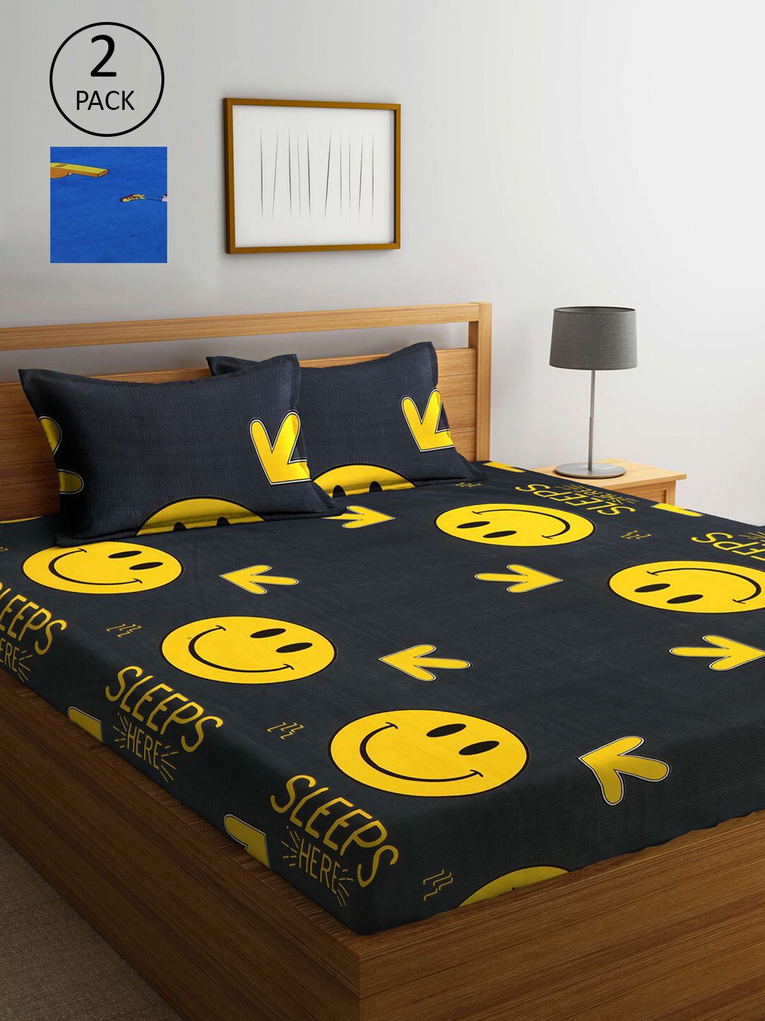 KLOTTHE Blue & Black Cartoon Characters 210 TC 2 King Bedsheets with 4 Pillow Covers
KLOTTHE Blue & Black Cartoon Characters 210 TC 2 King Bedsheets with 4 Pillow Covers
