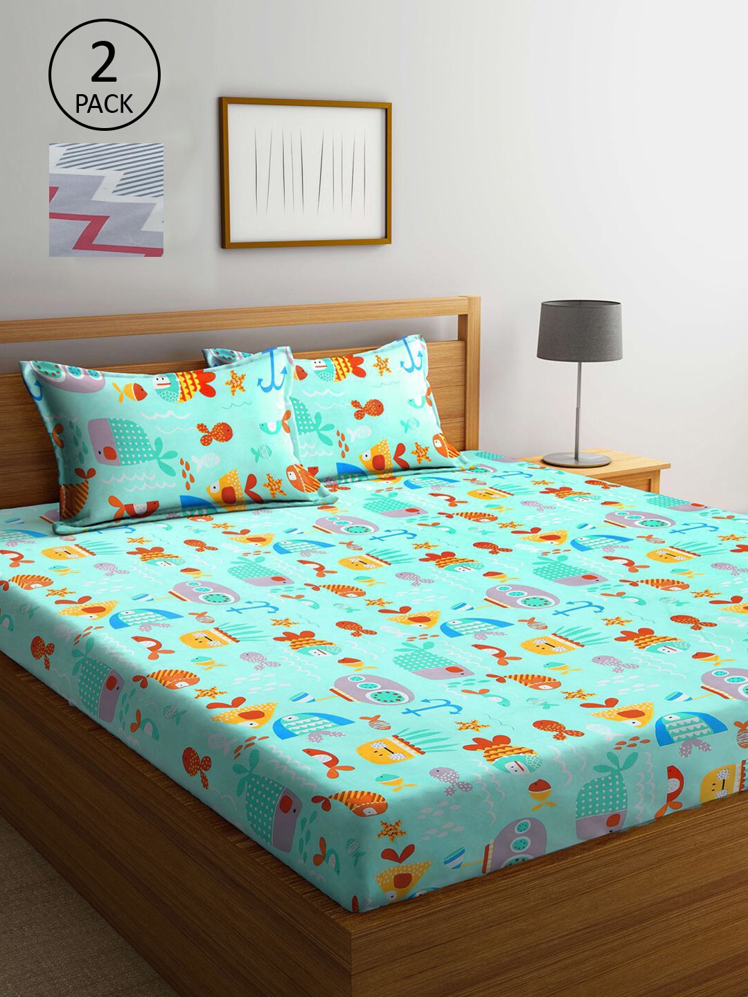 KLOTTHE Grey & Sea Green Cartoon Characters 210 TC 2 King Bedsheet with 4 Pillow Covers
KLOTTHE Grey & Sea Green Cartoon Characters 210 TC 2 King Bedsheet with 4 Pillow Covers