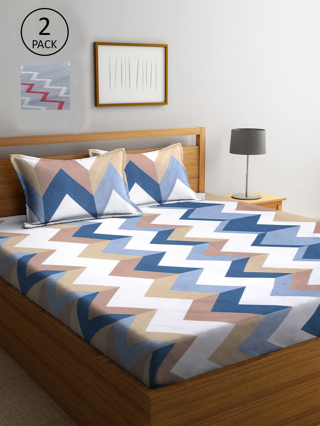 KLOTTHE Pack Of 2 Grey & White Geometric 210 TC 2 King Bedsheet with 4 Pillow Covers
KLOTTHE Pack Of 2 Grey & White Geometric 210 TC 2 King Bedsheet with 4 Pillow Covers