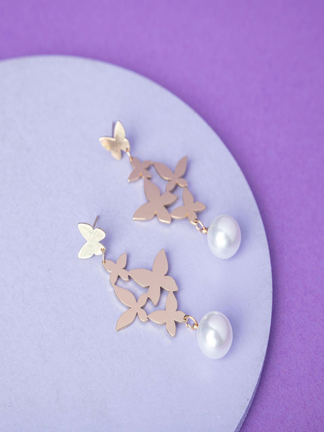 Jewelz Gold-Plated Contemporary Drop Earrings