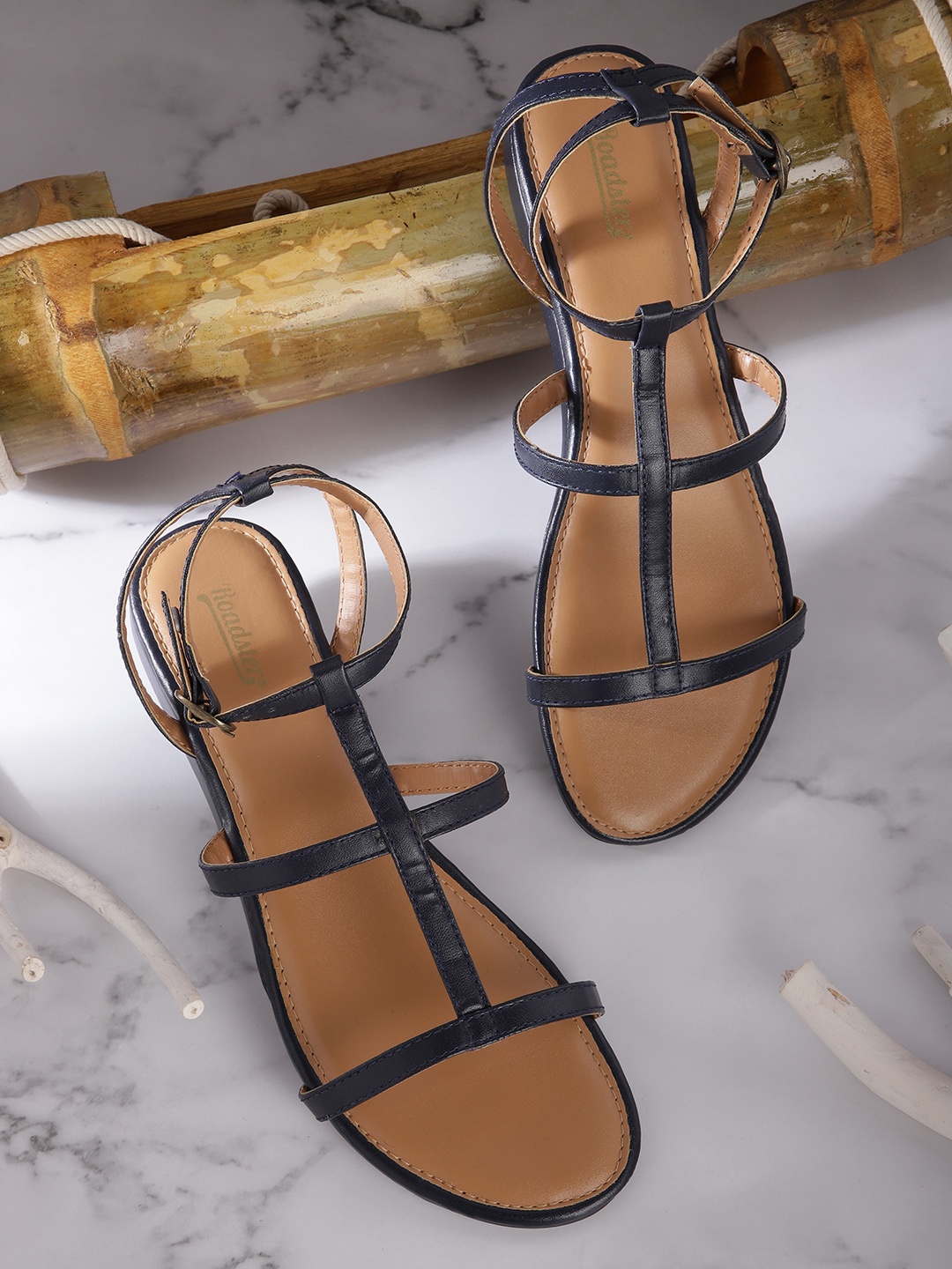 Roadster Women Navy Blue Solid Open Toe Flats