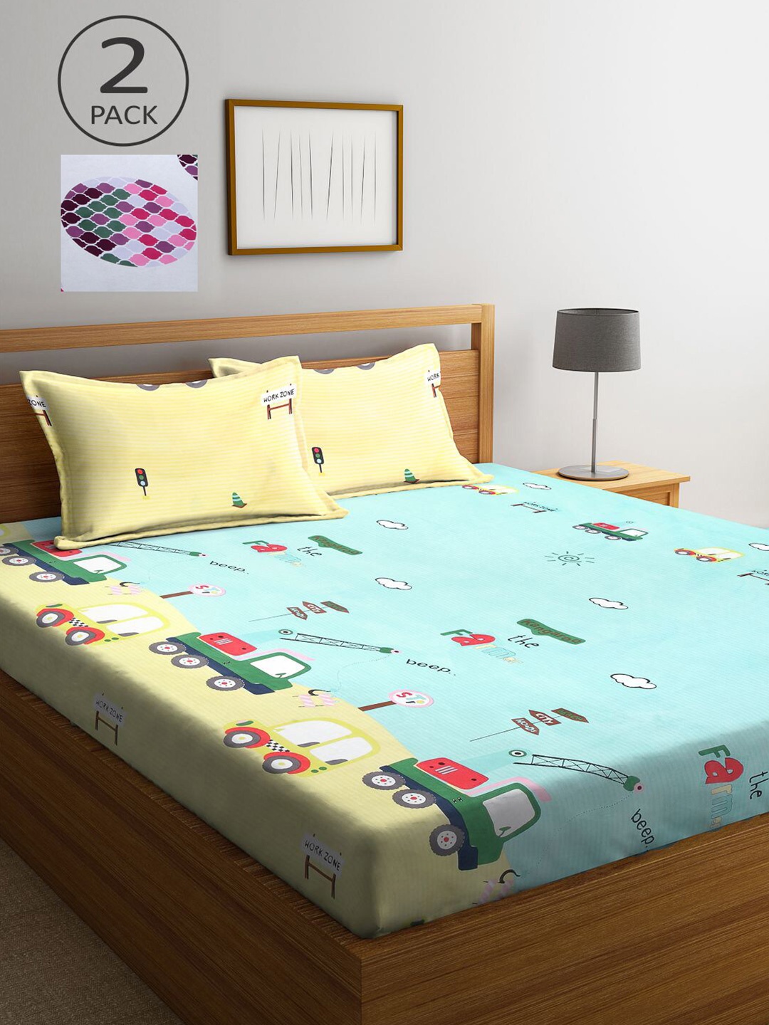 KLOTTHE Sea Green & White Cartoon Characters 210 TC 2 King Bedsheets with 4 Pillow Covers
KLOTTHE Sea Green & White Cartoon Characters 210 TC 2 King Bedsheets with 4 Pillow Covers