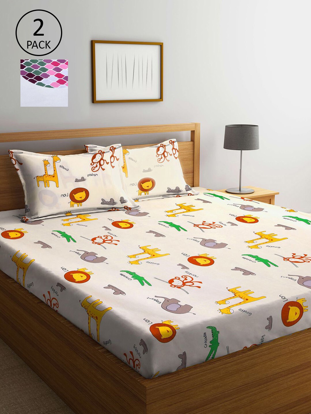 KLOTTHE Cream-Coloured & Grey Cartoon Characters 210 TC 2 King Bedsheet with 4 Pillow Covers
KLOTTHE Cream-Coloured & Grey Cartoon Characters 210 TC 2 King Bedsheet with 4 Pillow Covers
