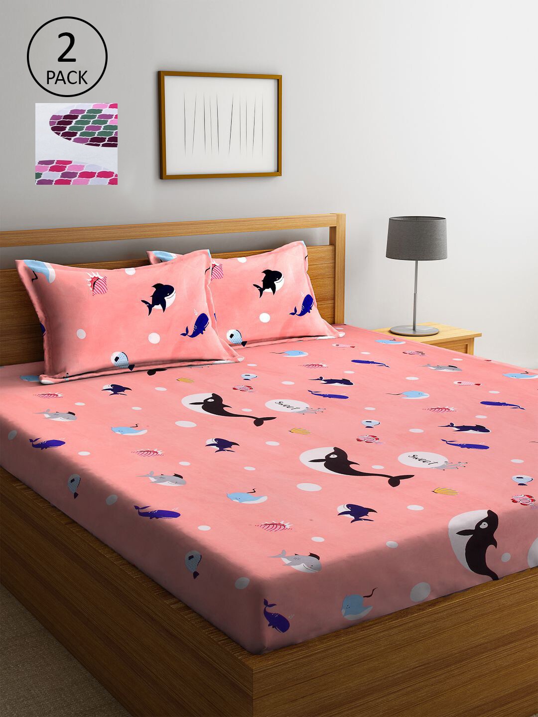 KLOTTHE White & Peach-Coloured Cartoon Characters 210 TC 2 King Bedsheet with 4 Pillow Covers
KLOTTHE White & Peach-Coloured Cartoon Characters 210 TC 2 King Bedsheet with 4 Pillow Covers