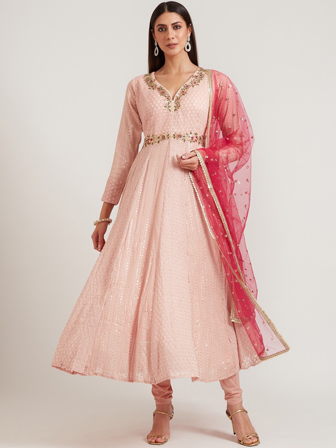 Neerus Women Peach-Coloured Ethnic Motifs Embroidered Kurta with Churidar & Dupatta
Neerus Women Peach-Coloured Ethnic Motifs Embroidered Kurta with Churidar & Dupatta