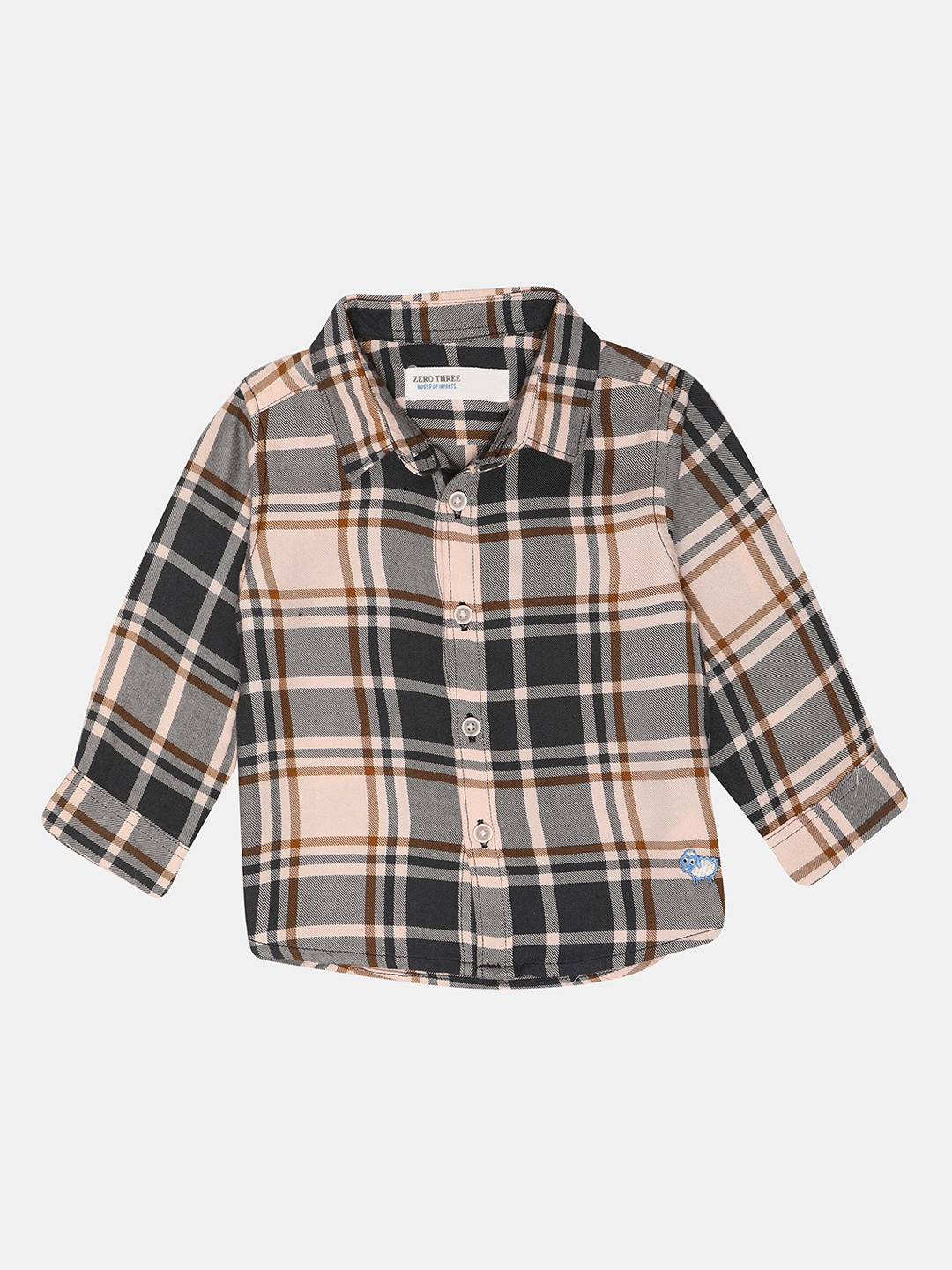 ZERO THREE Boys Peach-Coloured & Black Casual Shirt 
ZERO THREE Boys Peach-Coloured & Black Casual Shirt