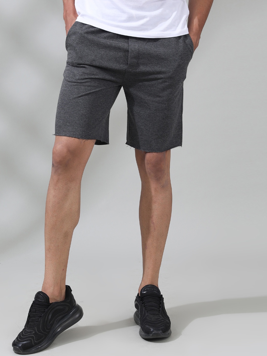 Tinted Men Grey Outdoor Pure Cotton Shorts