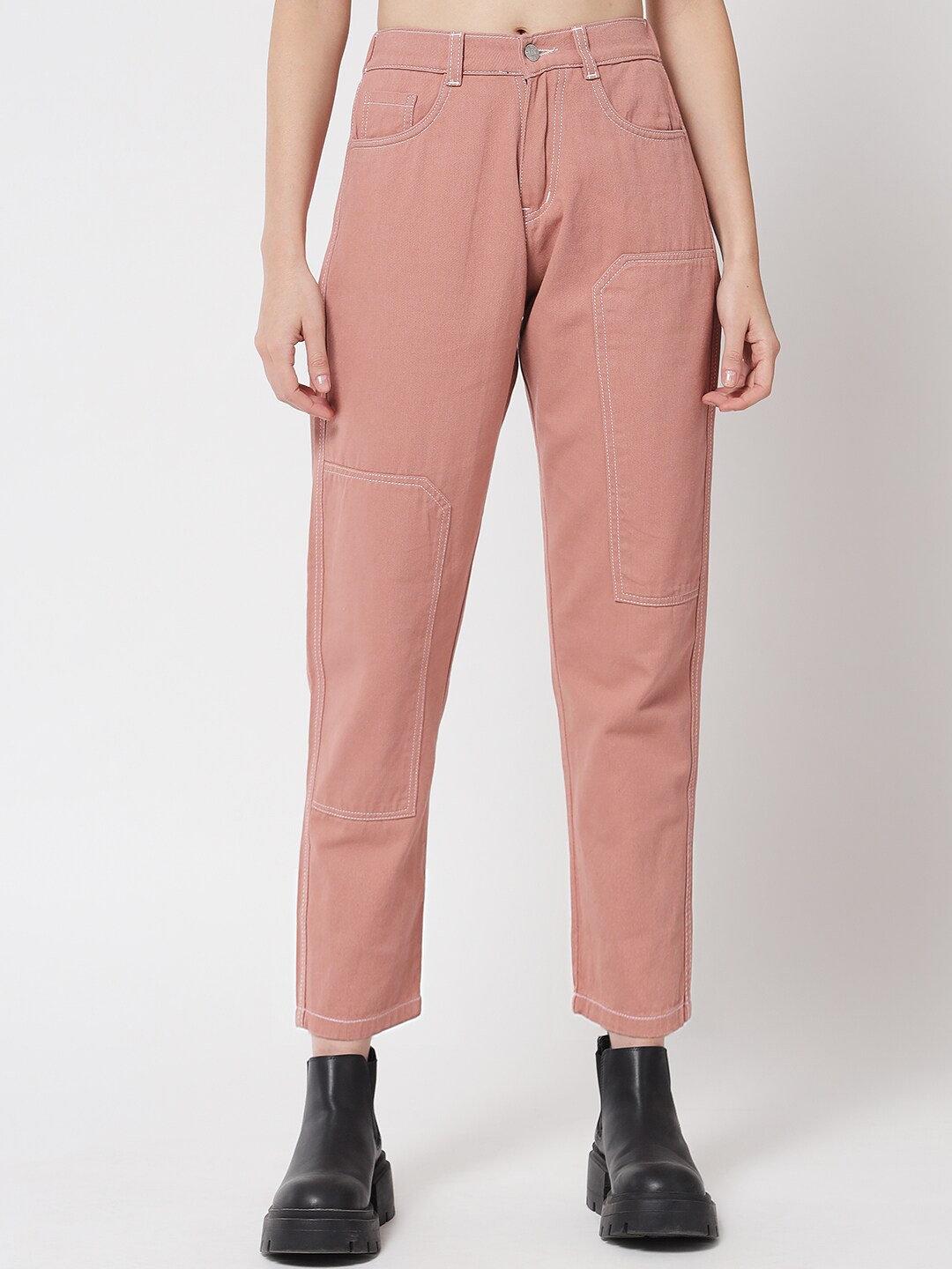 River Of Design Jeans Women Coral Boyfriend Fit High-Rise Jeans