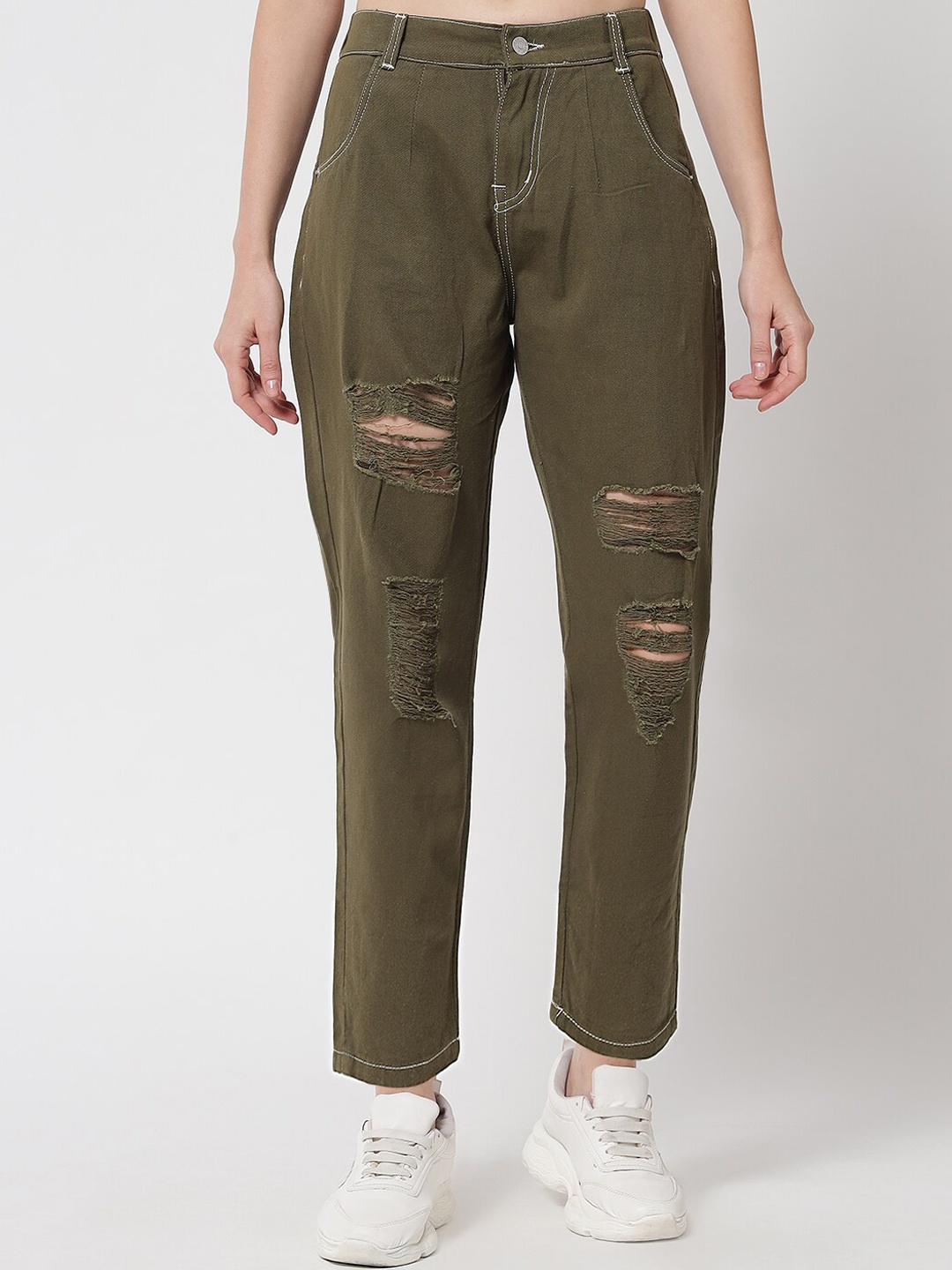 River Of Design Jeans Women Olive Green Boyfriend Fit High-Rise Highly Distressed Jeans
River Of Design Jeans Women Olive Green Boyfriend Fit High-Rise Highly Distressed Jeans