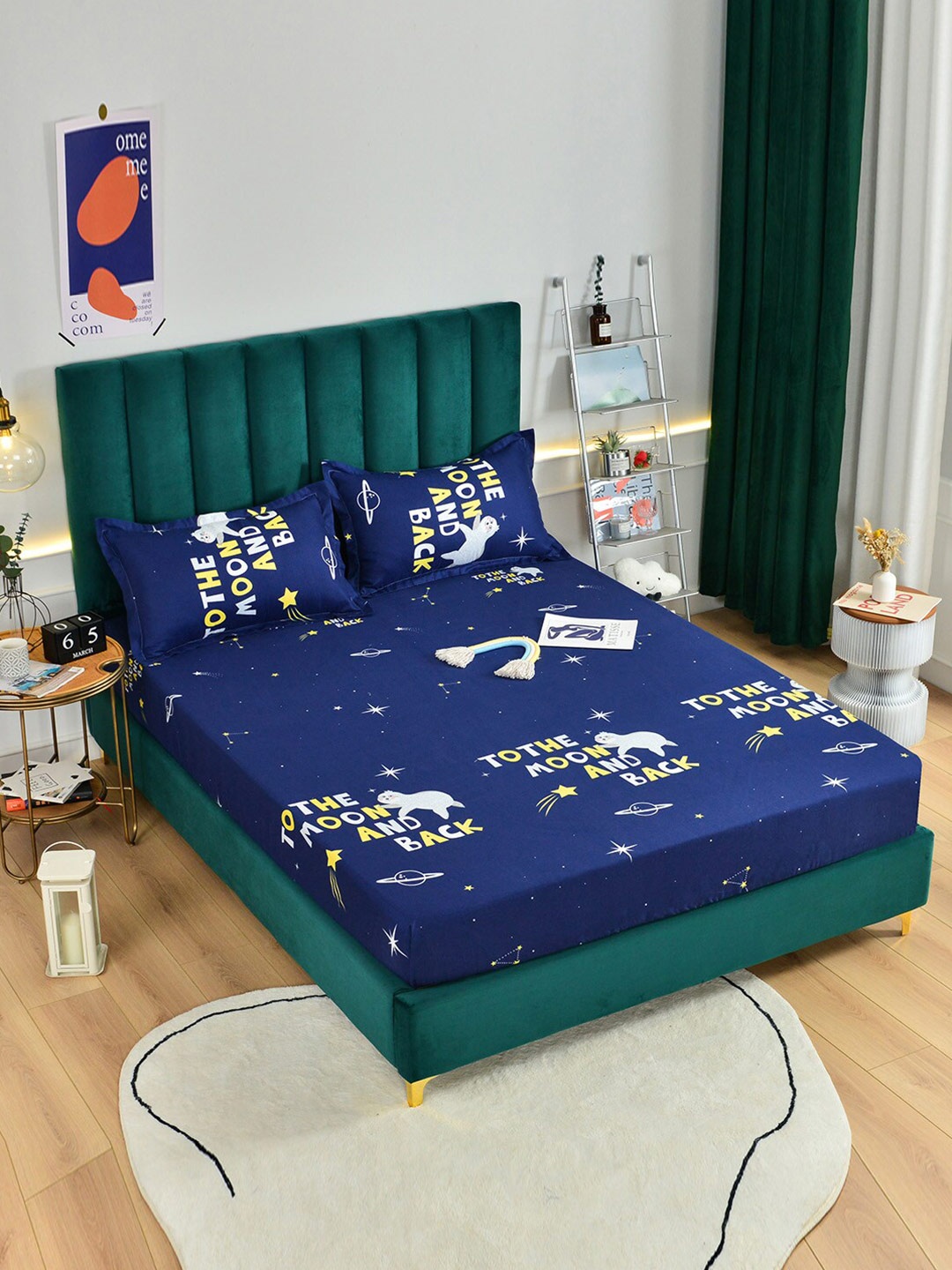 JC HOME Navy Blue & White Typography Printed 160 TC Queen Size Bedsheet with 2 Pillow Covers
JC HOME Navy Blue & White Typography Printed 160 TC Queen Size Bedsheet with 2 Pillow Covers
