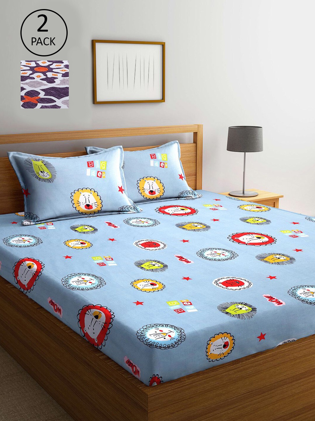 KLOTTHE Blue & Purple Cartoon Characters 300 TC 2 King Bedsheet with 4 Pillow Covers
KLOTTHE Blue & Purple Cartoon Characters 300 TC 2 King Bedsheet with 4 Pillow Covers