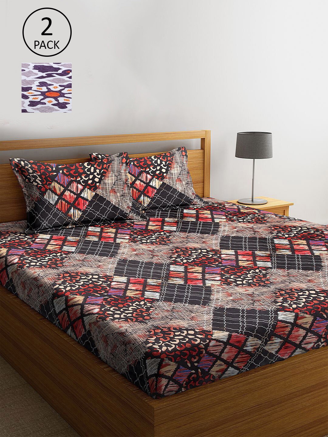 KLOTTHE Violet & Purple Geometric Printed 210 TC 2 King Bedsheets with 4 Pillow Covers
KLOTTHE Violet & Purple Geometric Printed 210 TC 2 King Bedsheets with 4 Pillow Covers