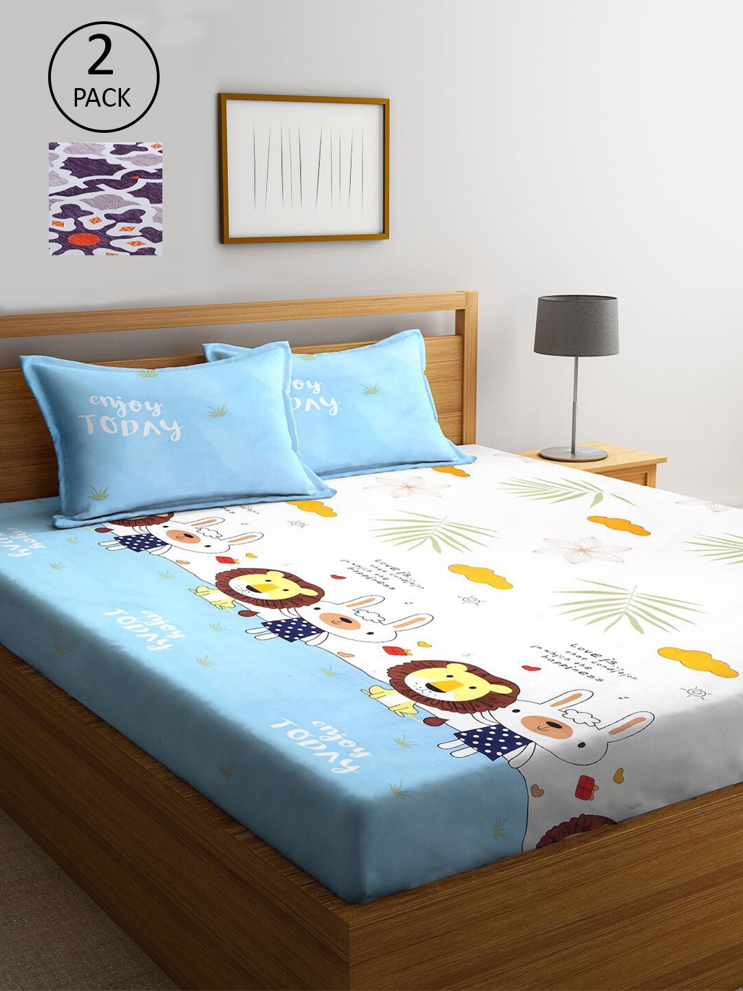 KLOTTHE Blue & Violet Cartoon Characters 210 TC 2 King Bedsheet with 4 Pillow Covers
KLOTTHE Blue & Violet Cartoon Characters 210 TC 2 King Bedsheet with 4 Pillow Covers