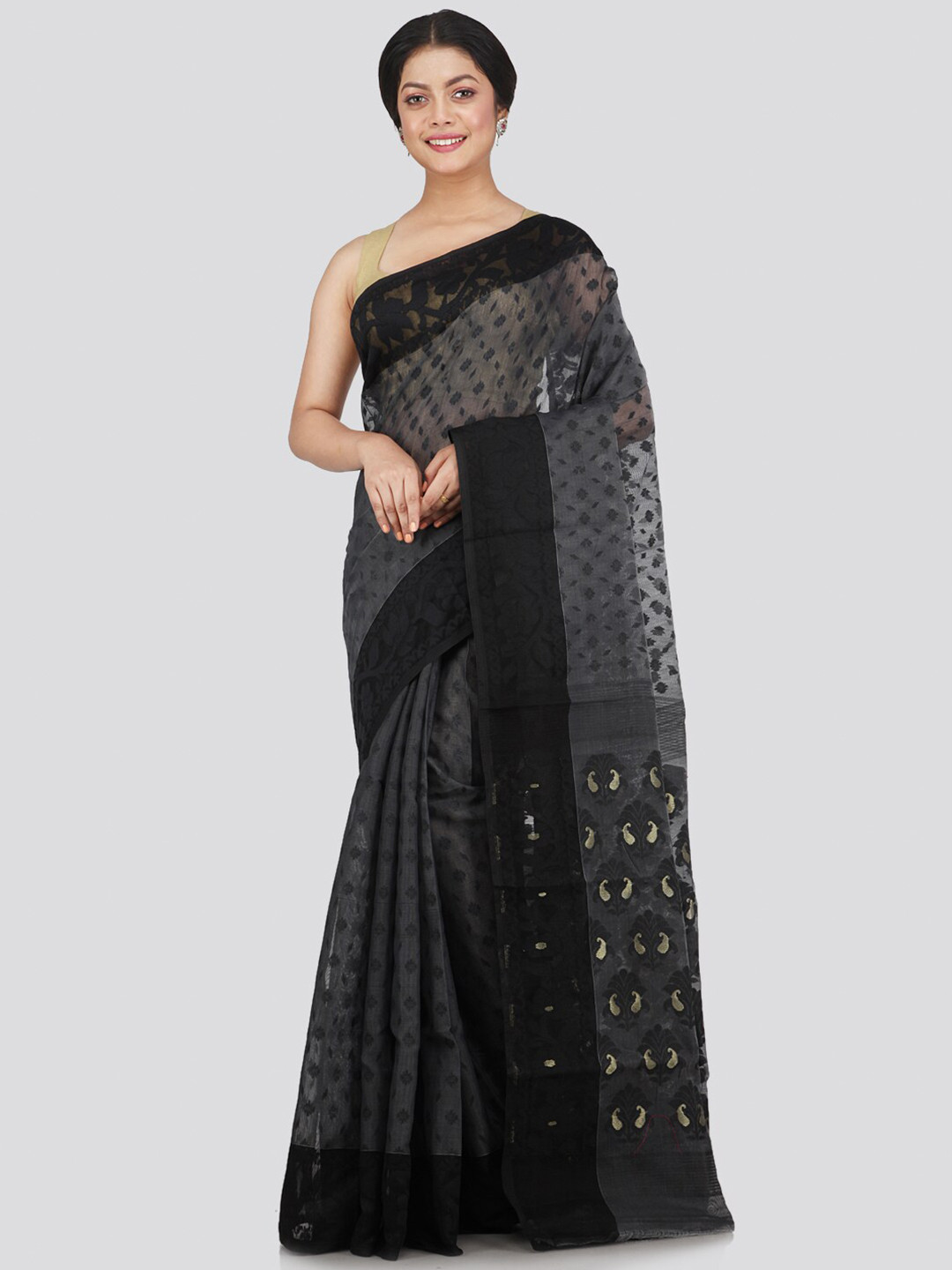 PinkLoom Black & Beige Woven Design Jamdani Saree
PinkLoom Black & Beige Woven Design Jamdani Saree