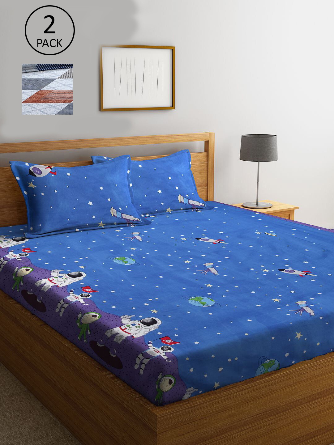 KLOTTHE Blue & Grey Cartoon Characters 210 TC Set Of 2 King Bedsheet with 4 Pillow Covers
KLOTTHE Blue & Grey Cartoon Characters 210 TC Set Of 2 King Bedsheet with 4 Pillow Covers