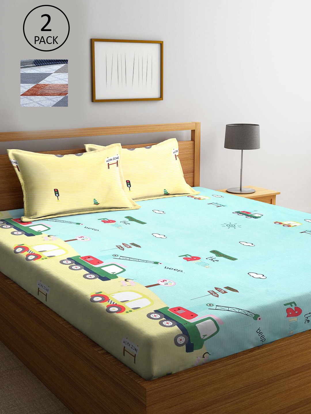 KLOTTHE Pack Of 2 Printed 210 TC Set Of 2 King Bedsheets with 4 Pillow Covers, Green
KLOTTHE Pack Of 2 Printed 210 TC Set Of 2 King Bedsheets with 4 Pillow Covers, Green