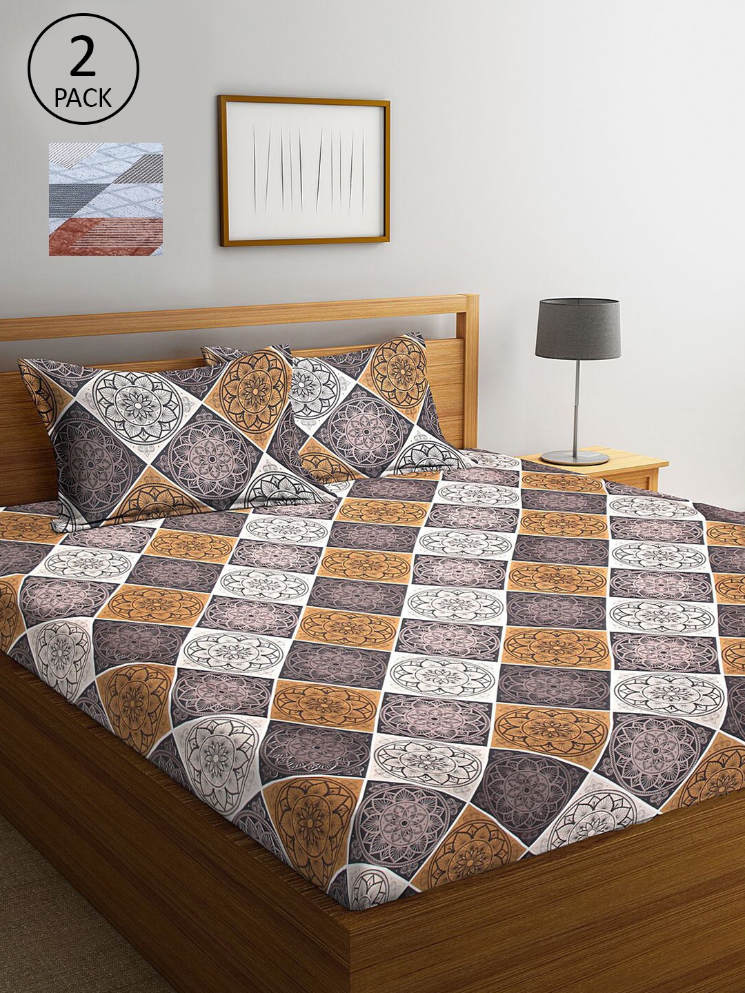 KLOTTHE Rust & Mustard Geometric Printed 210 TC 2 King Bedsheets with 4 Pillow Covers
KLOTTHE Rust & Mustard Geometric Printed 210 TC 2 King Bedsheets with 4 Pillow Covers