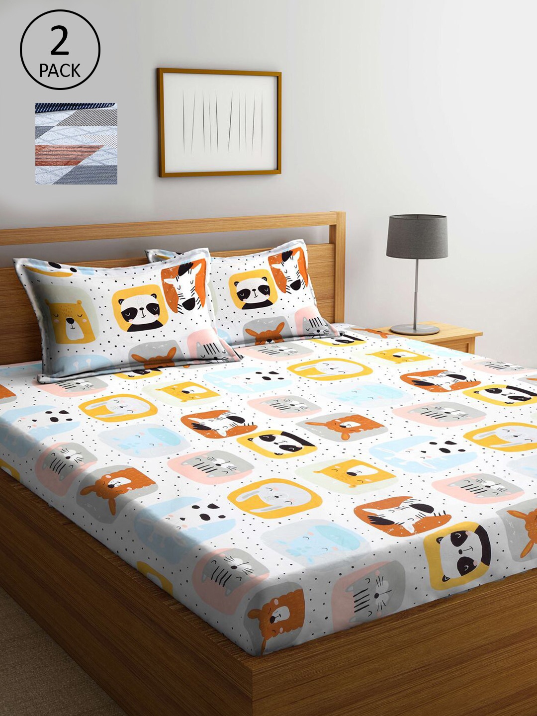 KLOTTHE Pack Of 2 Printed 210 TC Set Of 2 King Bedsheets with 4 Pillow Covers, White
KLOTTHE Pack Of 2 Printed 210 TC Set Of 2 King Bedsheets with 4 Pillow Covers, White