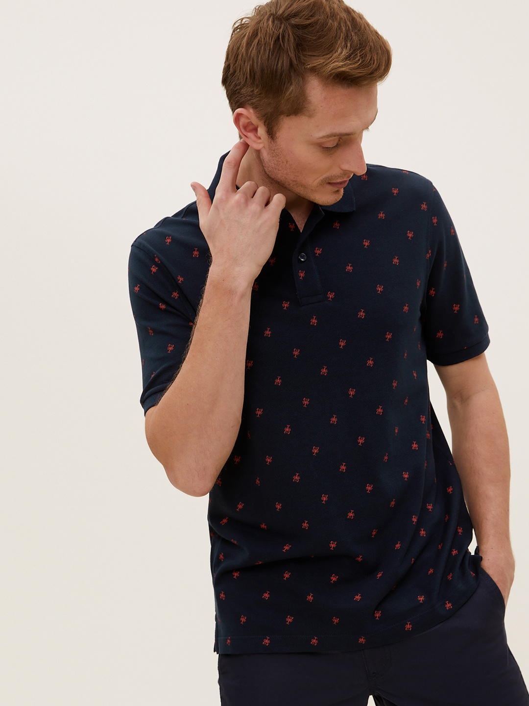 Marks & Spencer Men Navy Blue Pure Cotton Conversational Printed Polo Collar T-shirt
Marks & Spencer Men Navy Blue Pure Cotton Conversational Printed Polo Collar T-shirt
