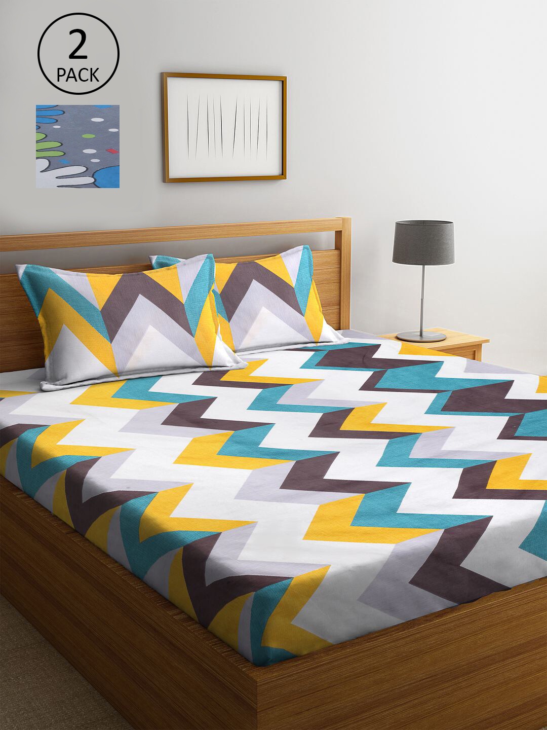 KLOTTHE Grey & Yellow Geometric Printed 210 TC 2 King Bedsheets with 4 Pillow Covers
KLOTTHE Grey & Yellow Geometric Printed 210 TC 2 King Bedsheets with 4 Pillow Covers