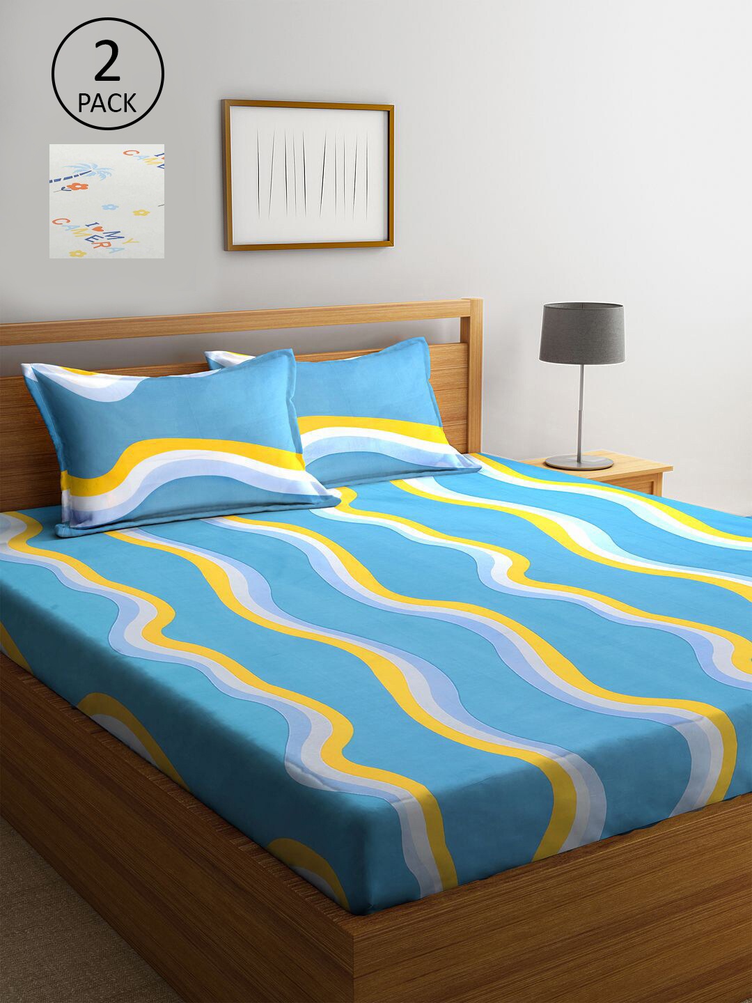 KLOTTHE Blue & White Geometric 300 TC Set Of 2 King Bedsheet with 4 Pillow Covers
KLOTTHE Blue & White Geometric 300 TC Set Of 2 King Bedsheet with 4 Pillow Covers