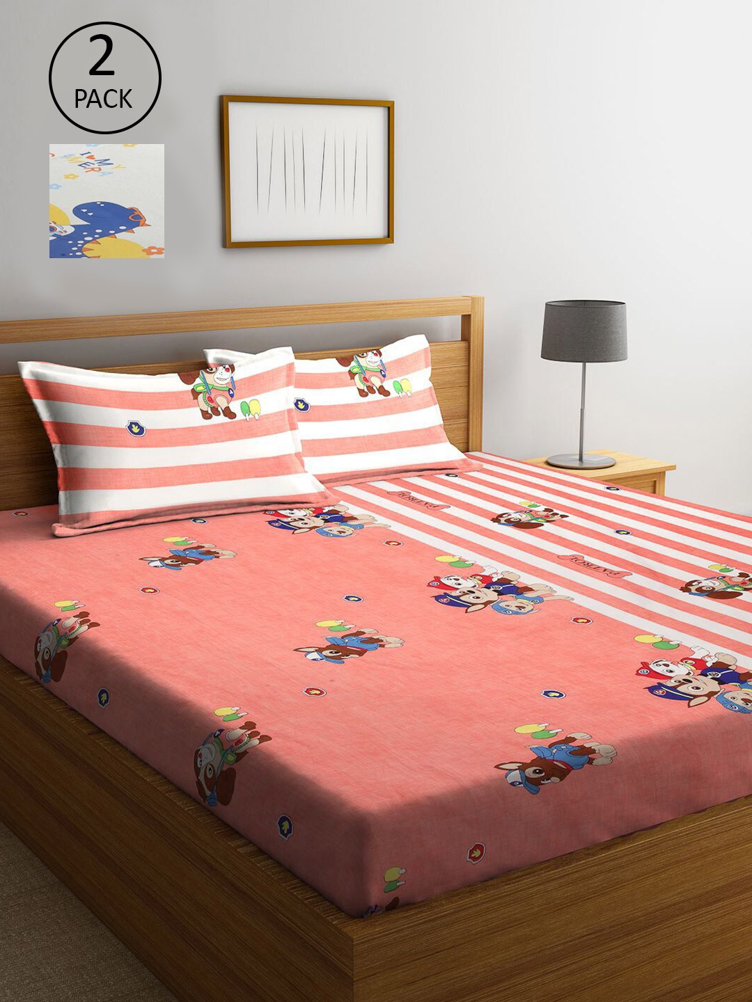 KLOTTHE White & Pink Cartoon Characters 210 TC 2 King Bedsheets with 4 Pillow Covers
KLOTTHE White & Pink Cartoon Characters 210 TC 2 King Bedsheets with 4 Pillow Covers