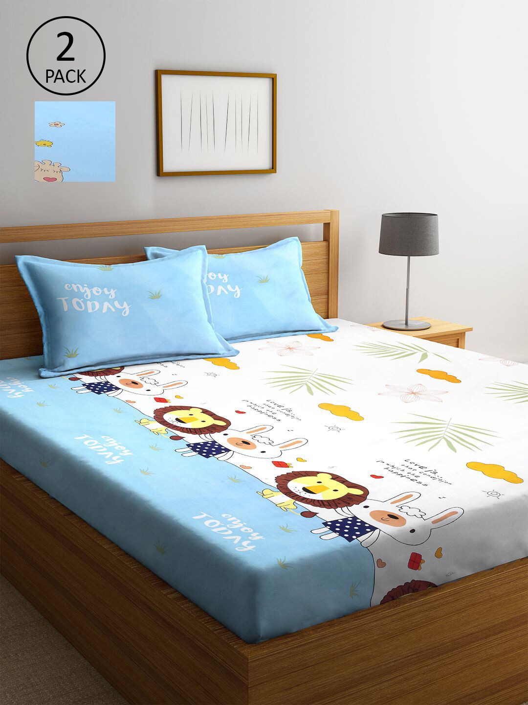 KLOTTHE White & Blue Cartoon Characters 300 TC Set Of 2 King Bedsheet with 4 Pillow Covers
KLOTTHE White & Blue Cartoon Characters 300 TC Set Of 2 King Bedsheet with 4 Pillow Covers