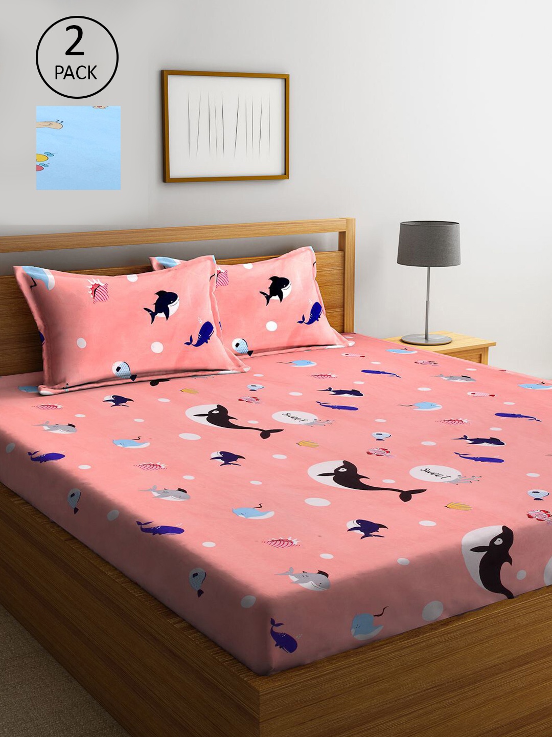 KLOTTHE Blue & Pink Cartoon Characters 300 TC Set of 2 King Bedsheet with 4 Pillow Covers
KLOTTHE Blue & Pink Cartoon Characters 300 TC Set of 2 King Bedsheet with 4 Pillow Covers