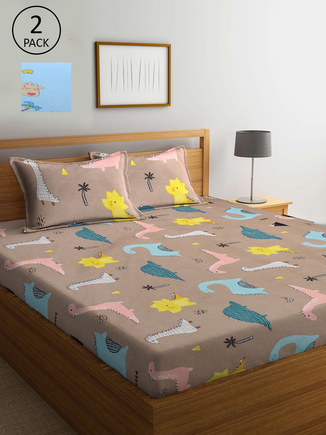 KLOTTHE Blue & Brown Cartoon Characters 210 TC 2 King Bedsheets with 4 Pillow Covers
KLOTTHE Blue & Brown Cartoon Characters 210 TC 2 King Bedsheets with 4 Pillow Covers