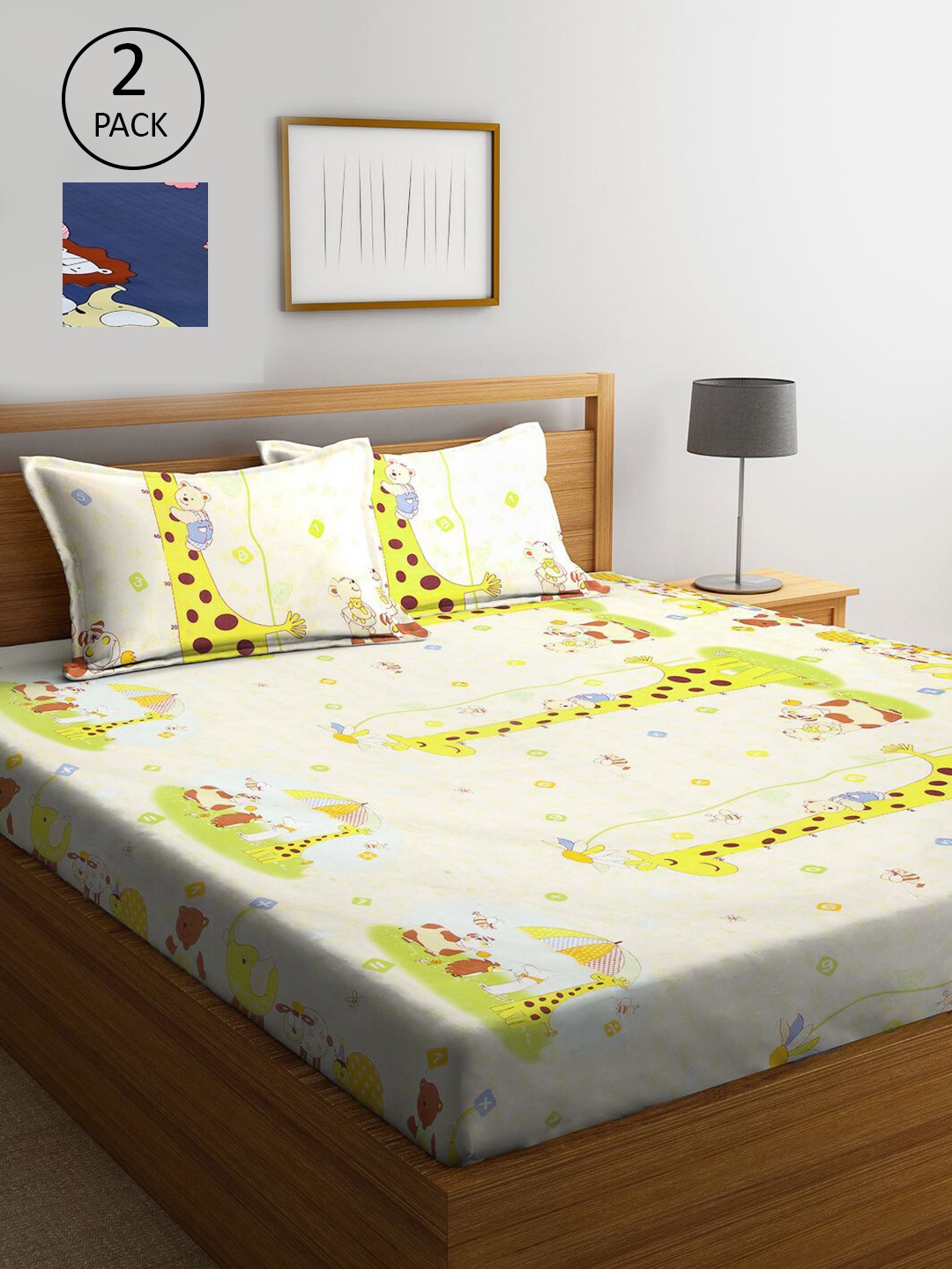 KLOTTHE Navy Blue & White Cartoon Characters 300 TC 2 King Bedsheet with 4 Pillow Covers
KLOTTHE Navy Blue & White Cartoon Characters 300 TC 2 King Bedsheet with 4 Pillow Covers