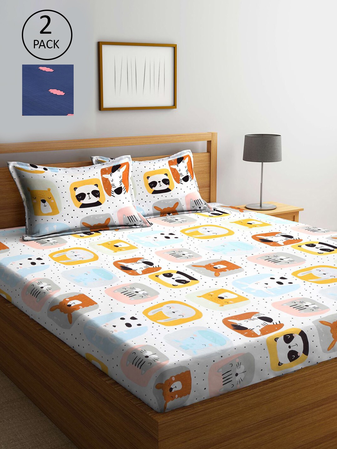 KLOTTHE Multi Coloured 210 TC Printed Set of 2 King Cotton Bedsheet with 4 Pillow Covers
KLOTTHE Multi Coloured 210 TC Printed Set of 2 King Cotton Bedsheet with 4 Pillow Covers