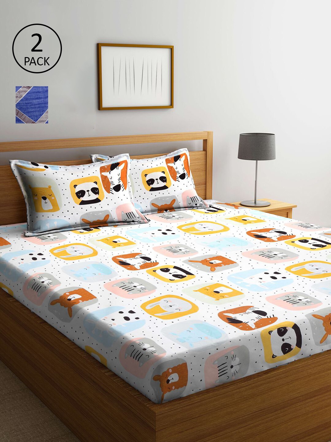 KLOTTHE Multi Coloured 210 TC Printed Set of 2 King Cotton Bedsheet with 4 Pillow Covers
KLOTTHE Multi Coloured 210 TC Printed Set of 2 King Cotton Bedsheet with 4 Pillow Covers