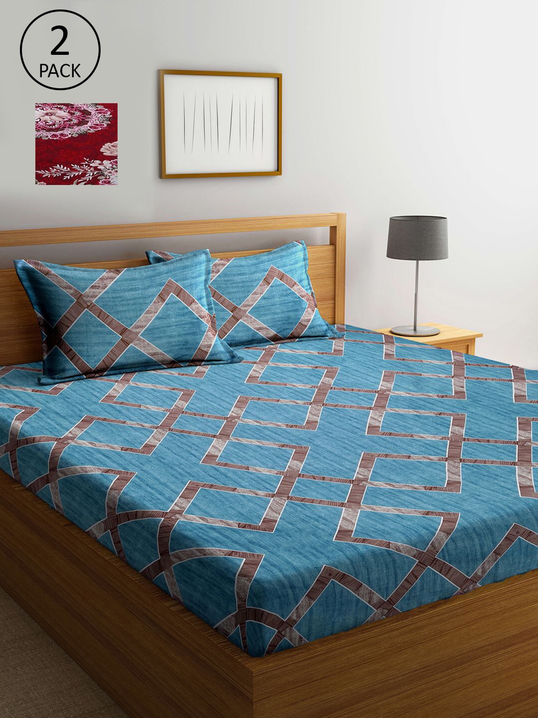 KLOTTHE Multicoloured Geometric 210 TC Set of 2 King Bedsheet with 4 Pillow Covers, Multi
KLOTTHE Multicoloured Geometric 210 TC Set of 2 King Bedsheet with 4 Pillow Covers, Multi
