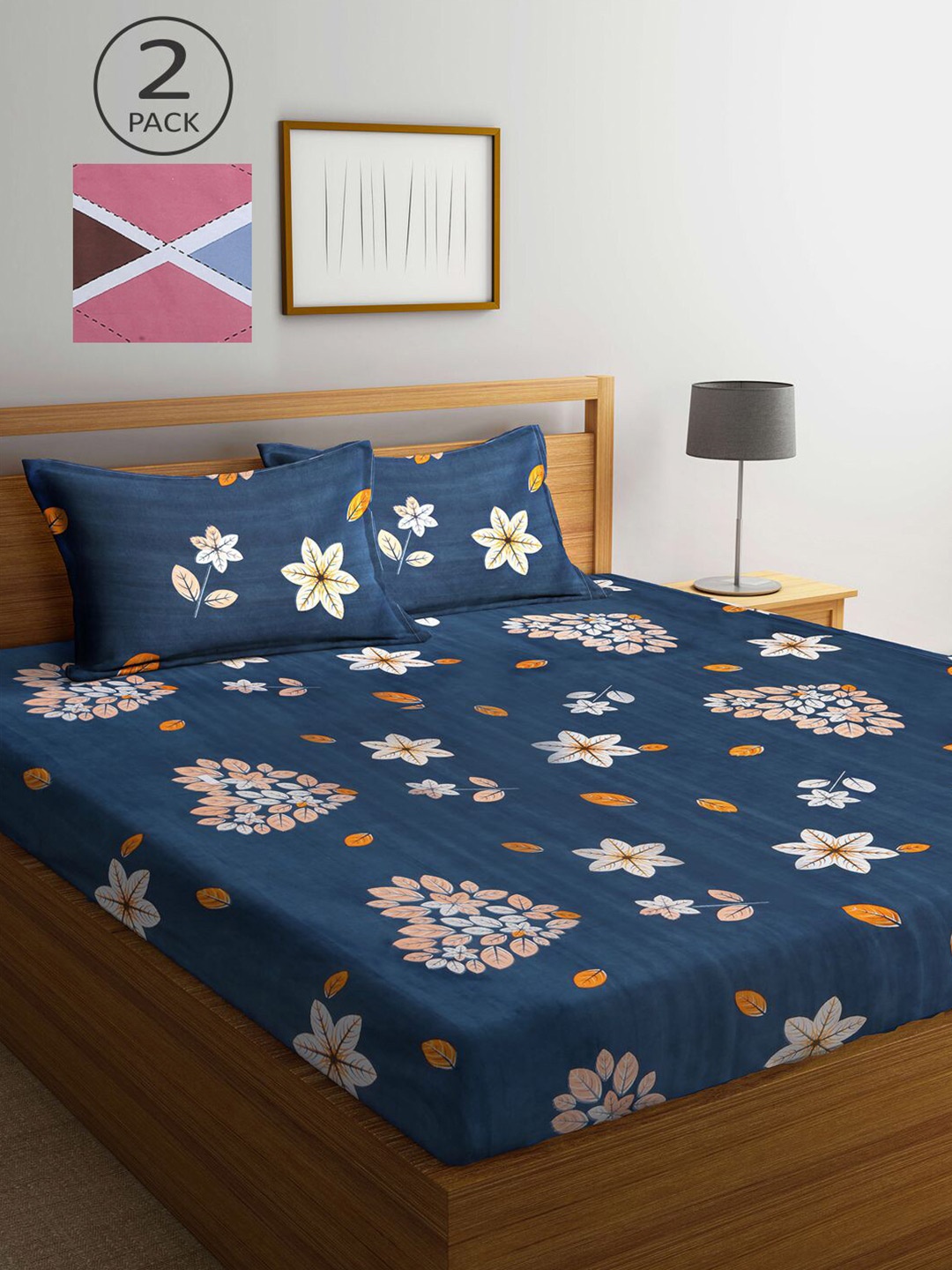 KLOTTHE MultiColor 210 TC Printed 2 King Bedsheet with 4 Pillow Covers, Multi
KLOTTHE MultiColor 210 TC Printed 2 King Bedsheet with 4 Pillow Covers, Multi