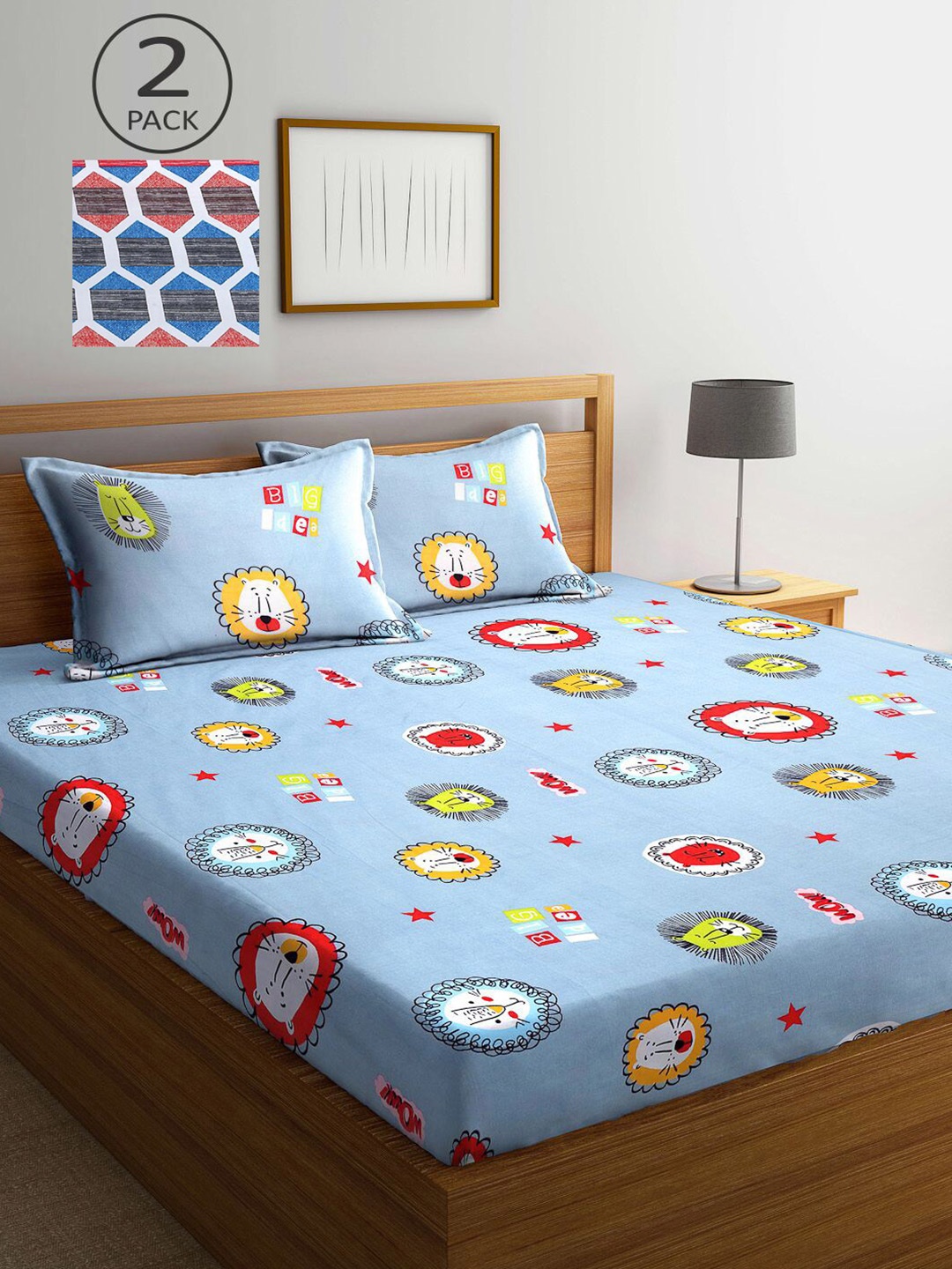 KLOTTHE Multicolor 210 TC Printed Set of 2 King Cotton Bedsheet with 4 Pillow Covers, Multi
KLOTTHE Multicolor 210 TC Printed Set of 2 King Cotton Bedsheet with 4 Pillow Covers, Multi