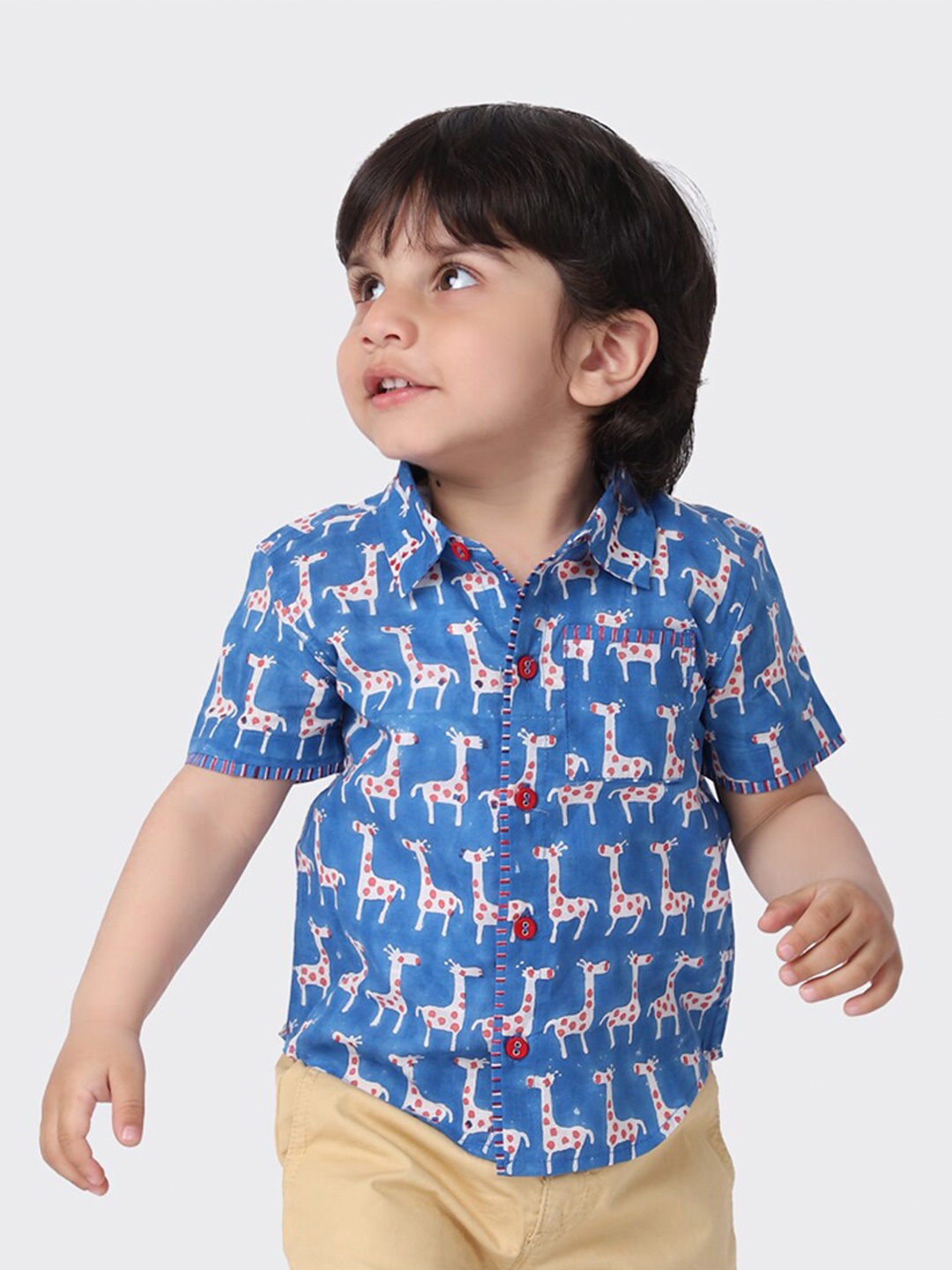 Fabindia Boys Blue Animal Printed Casual Shirt